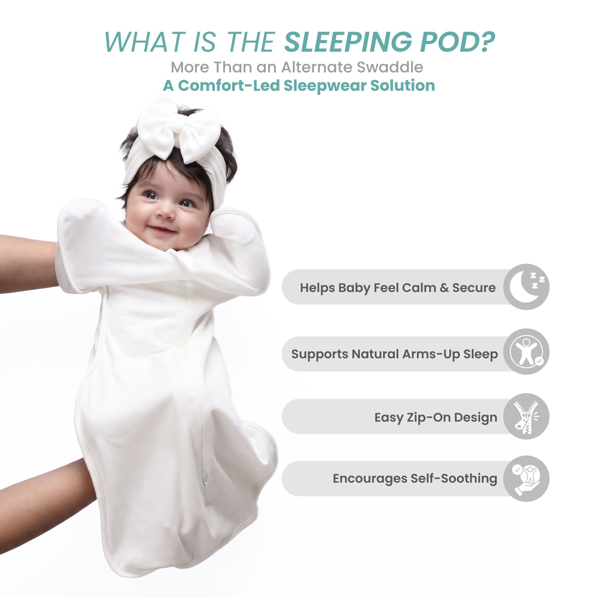 SLEEPING POD SWADDLE FOR BABIES (1.2 TOG) - CREAM | TULO BABY