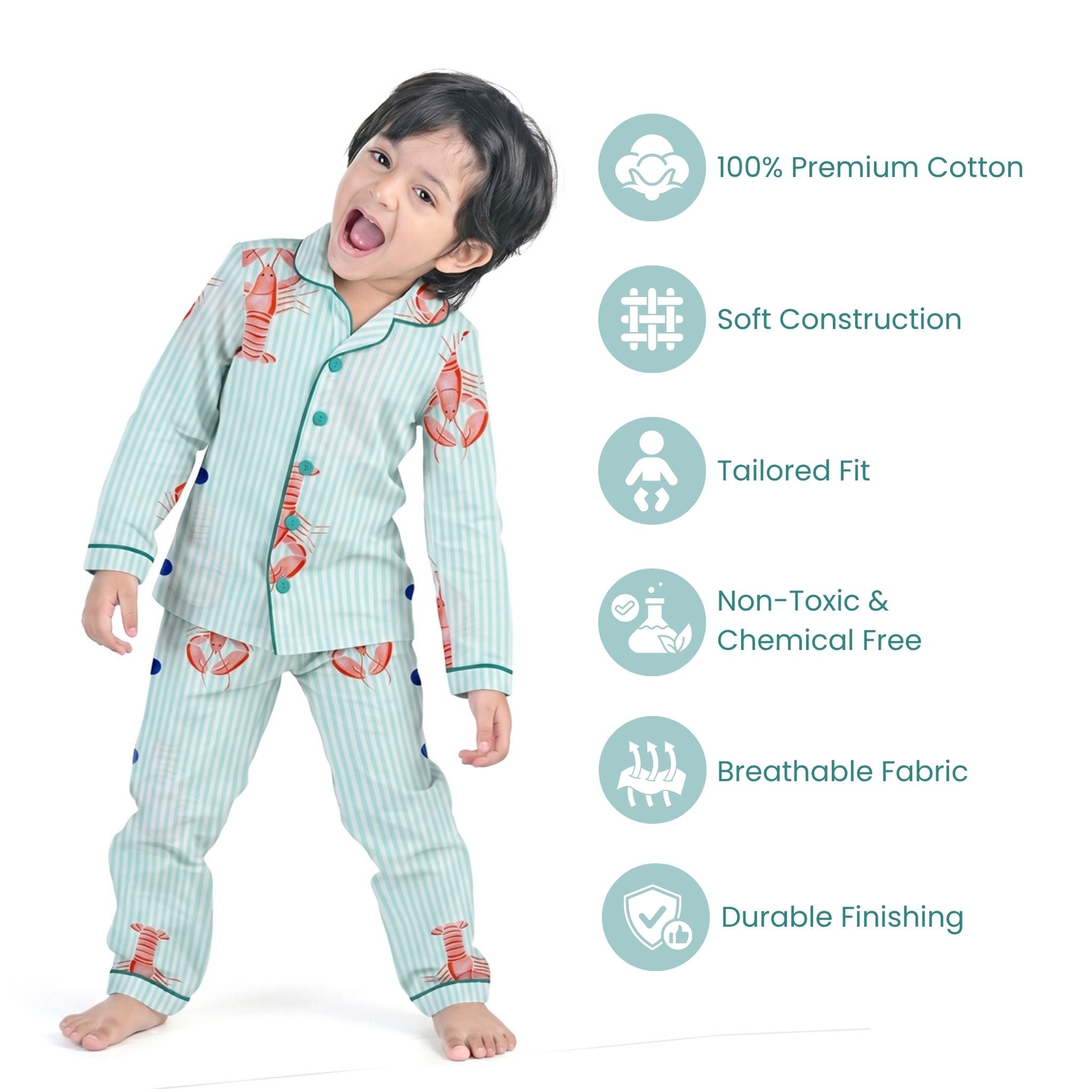 COTTON NIGHT SUIT - LOBSTER BAY | SLEEPWEAR | TULO BABY