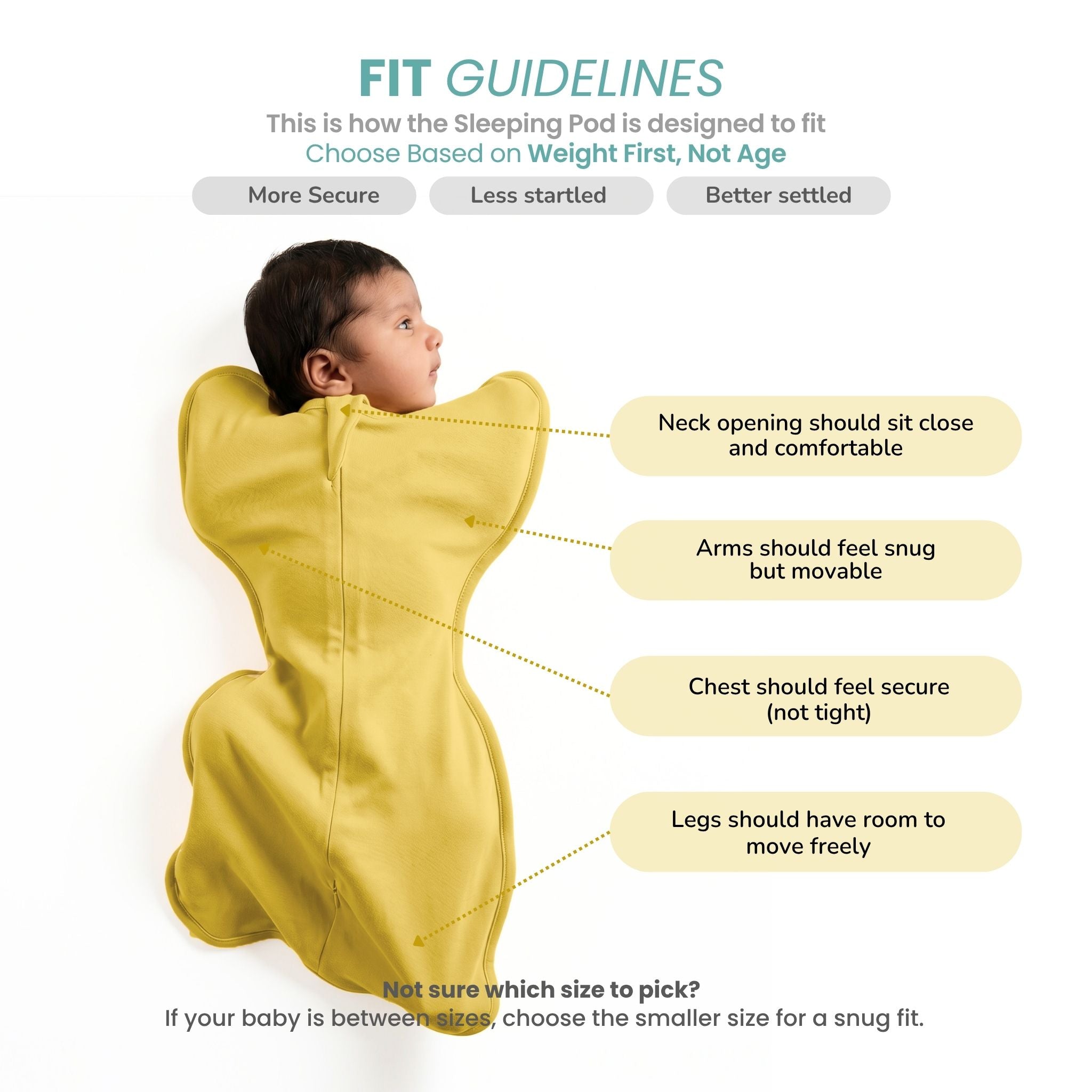 SLEEPING POD SWADDLE FOR BABIES (0.6 TOG) - YOLK YELLOW | TULO BABY