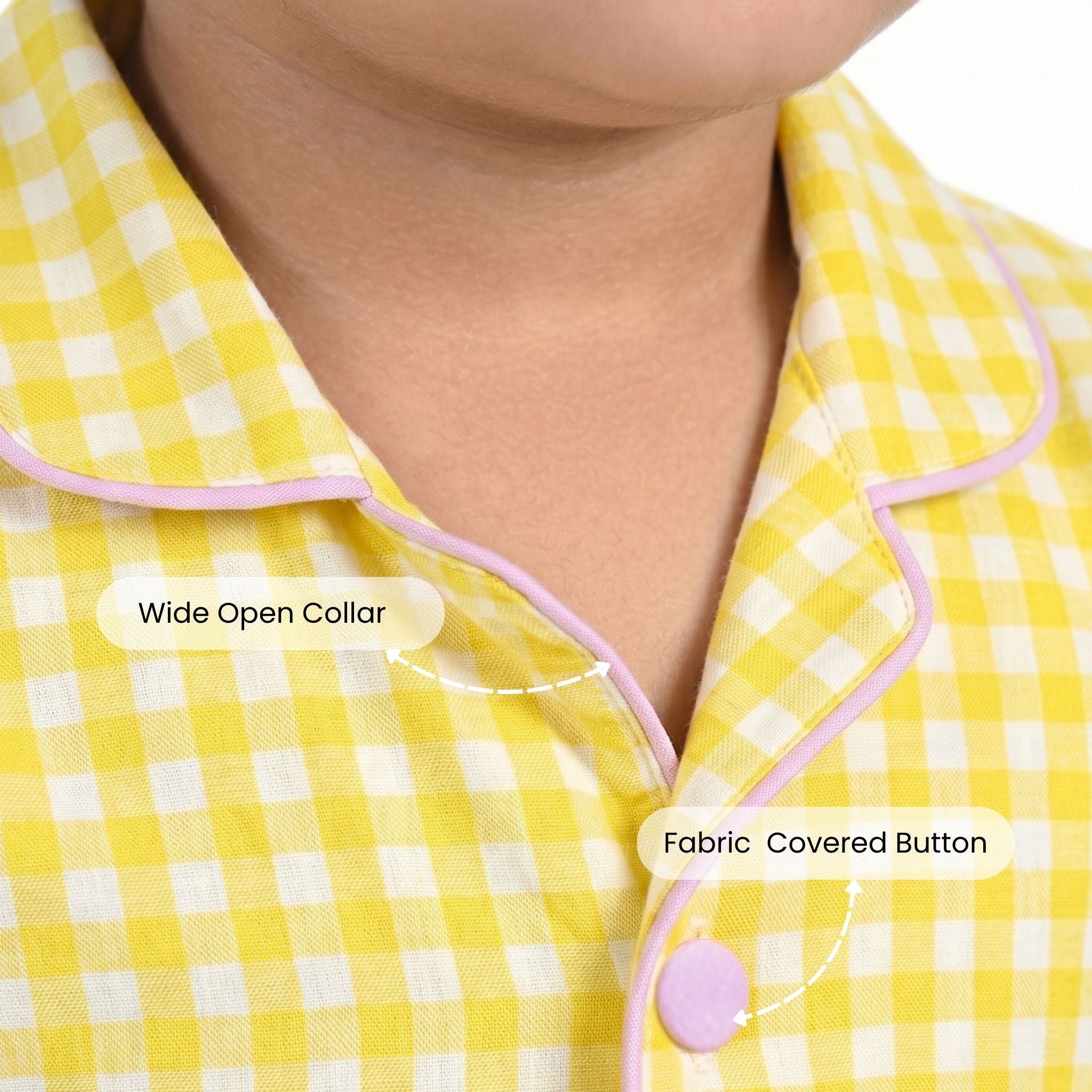 COTTON NIGHT SUIT - YELLOW GINGHAM | SLEEPWEAR | TULO BABY