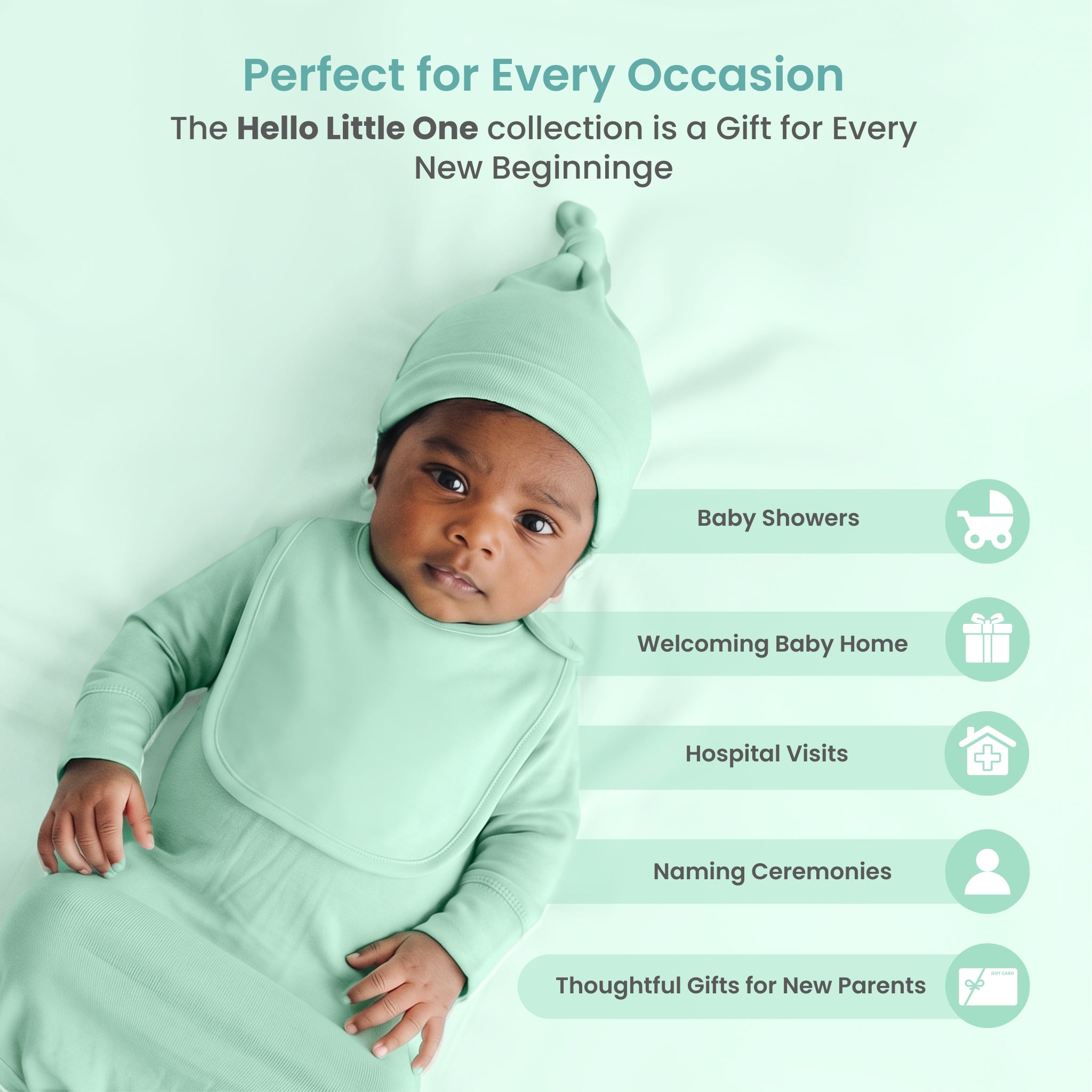 HELLO LITTLE ONE – SEA GREEN | PREMIUM NEWBORN GIFT BOX | TULO BABY