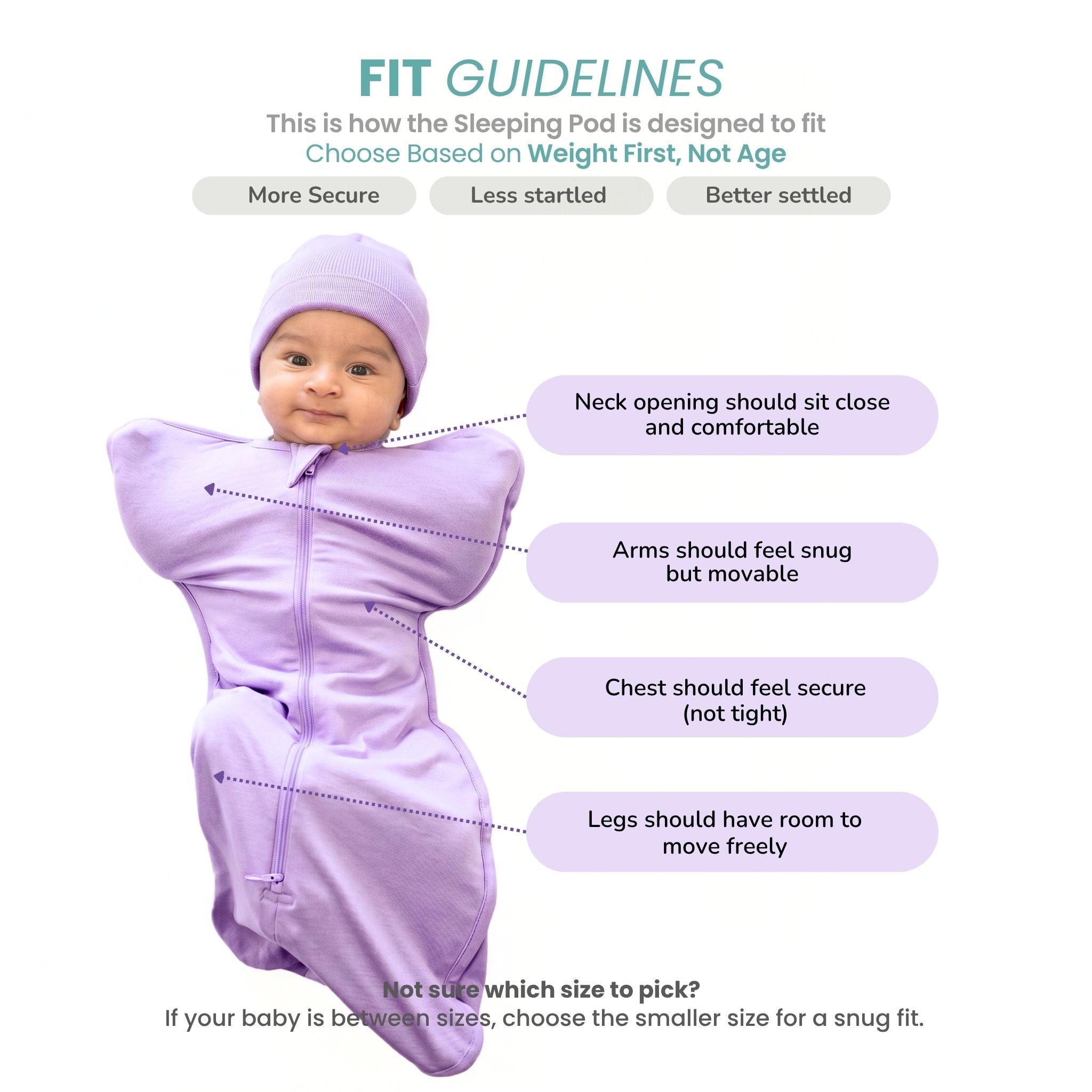 SLEEPING POD SWADDLE FOR BABIES (0.6 TOG) - LILAC | TULO BABY