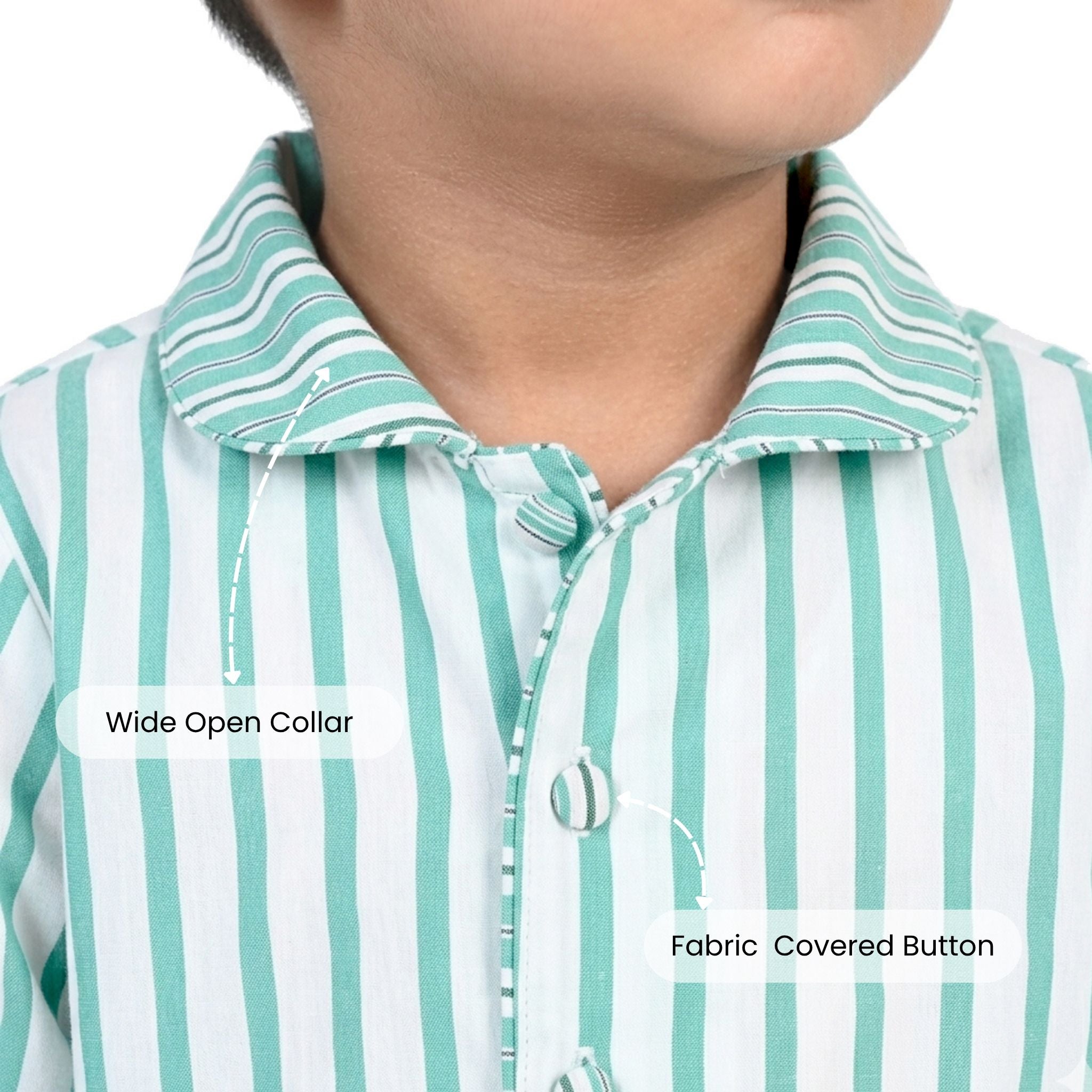COTTON NIGHT SUIT - GREEN STRIPE | SLEEPWEAR | TULO BABY