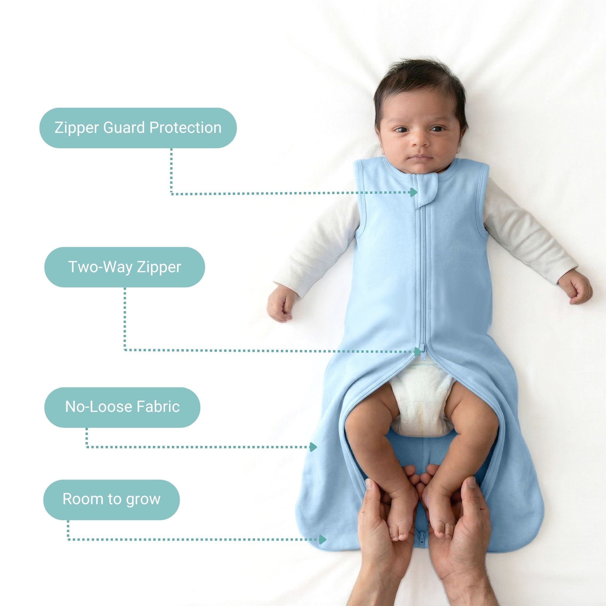 BABY SLEEPING BAG (1.2 TOG) - DUSK BLUE | TULO BABY
