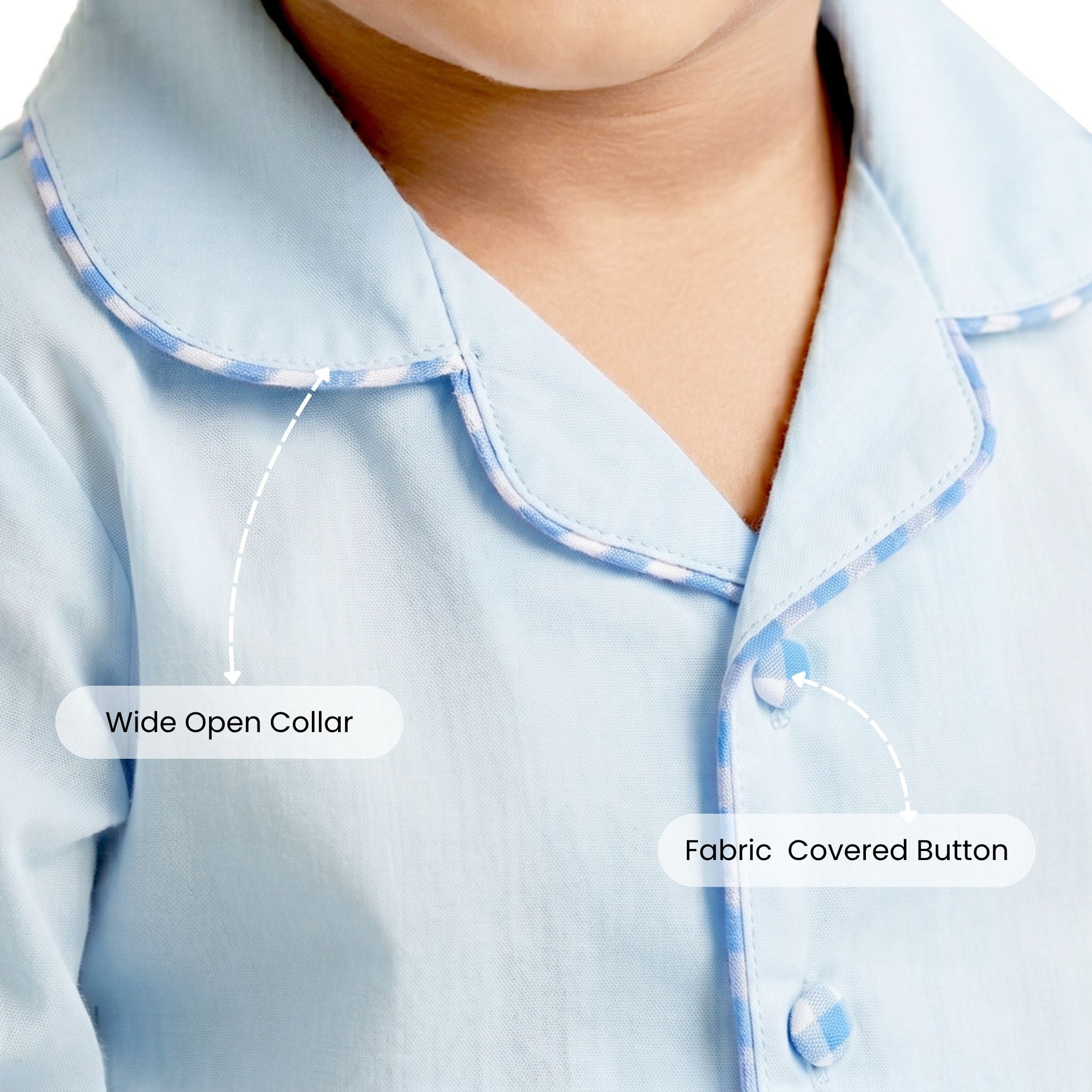 COTTON NIGHT SUIT - BABY BLUE | SLEEPWEAR | TULO BABY