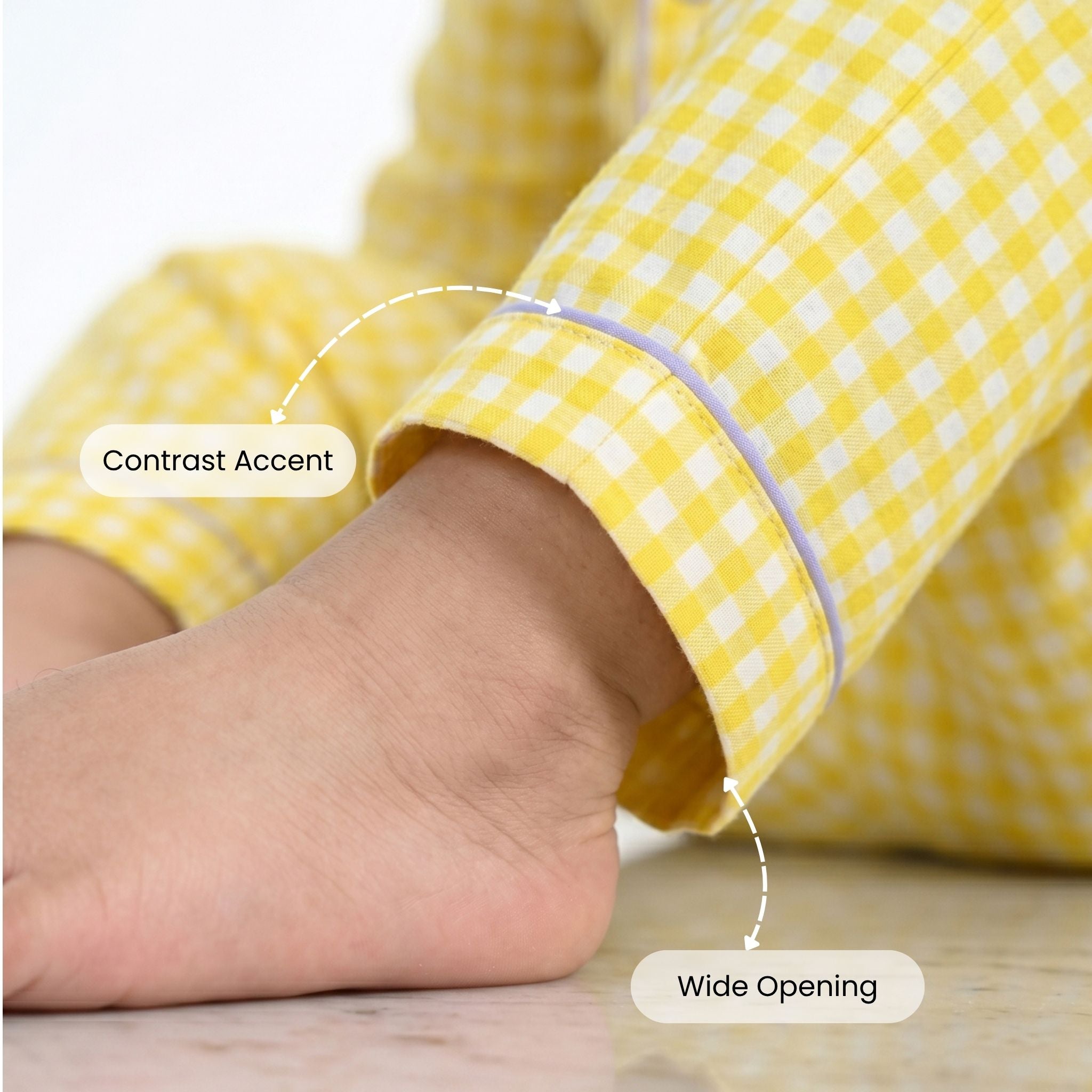COTTON NIGHT SUIT - YELLOW GINGHAM | SLEEPWEAR | TULO BABY