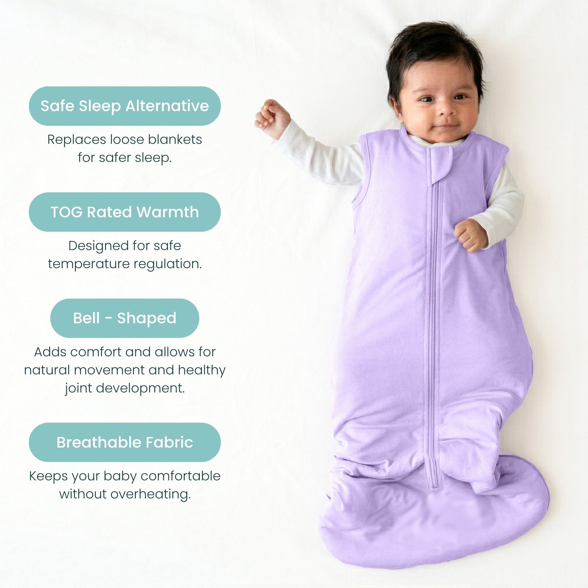 BABY SLEEPING BAG (1.2 TOG) - LILAC | TULO BABY
