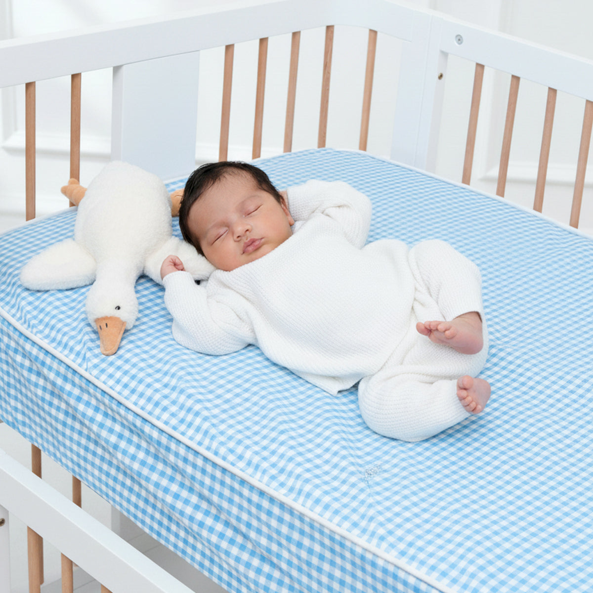 TULO BABY FITTED CRIB SHEET – BLUE GINGHAM