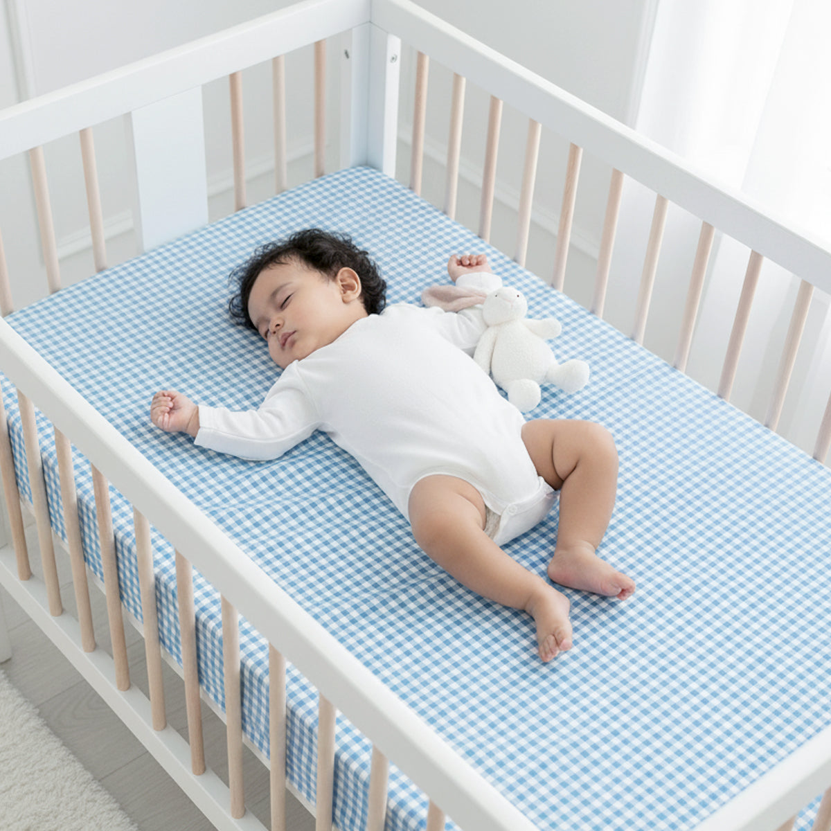 TULO BABY FITTED CRIB SHEET – BLUE GINGHAM