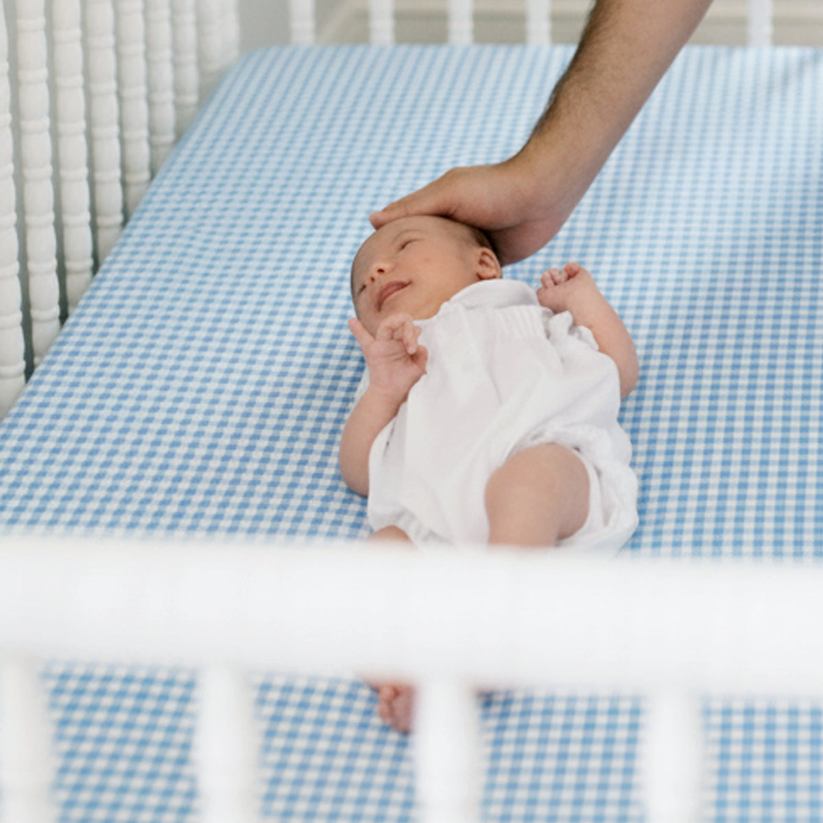 TULO BABY FITTED CRIB SHEET – BLUE GINGHAM