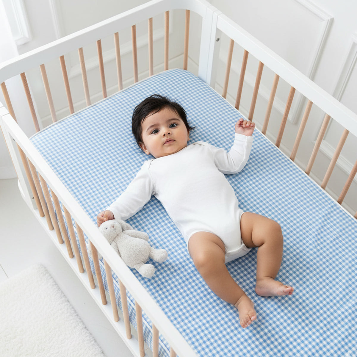 TULO BABY FITTED CRIB SHEET – BLUE GINGHAM