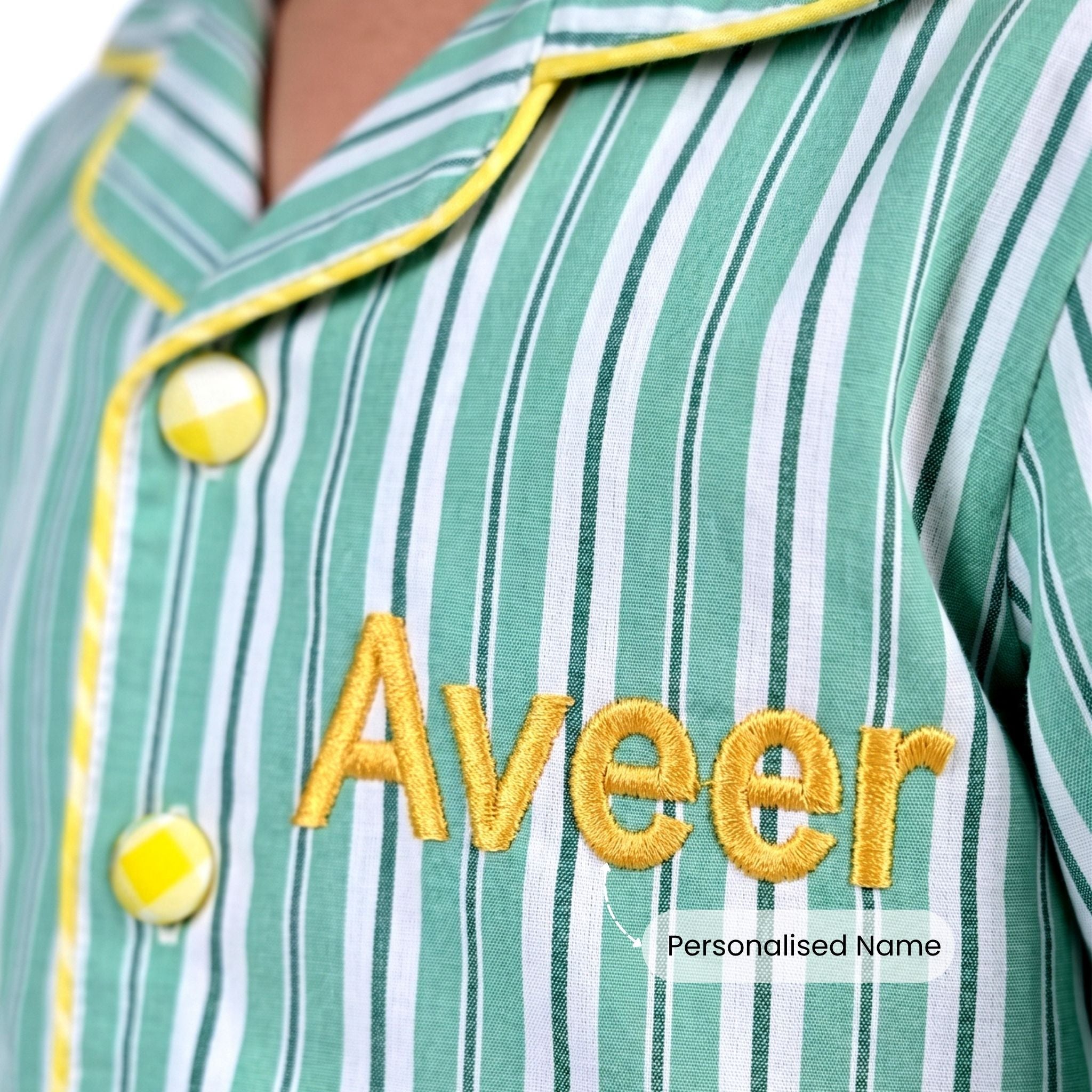 COTTON NIGHT SUIT - BOLD GREEN STRIPE | SLEEPWEAR | TULO BABY