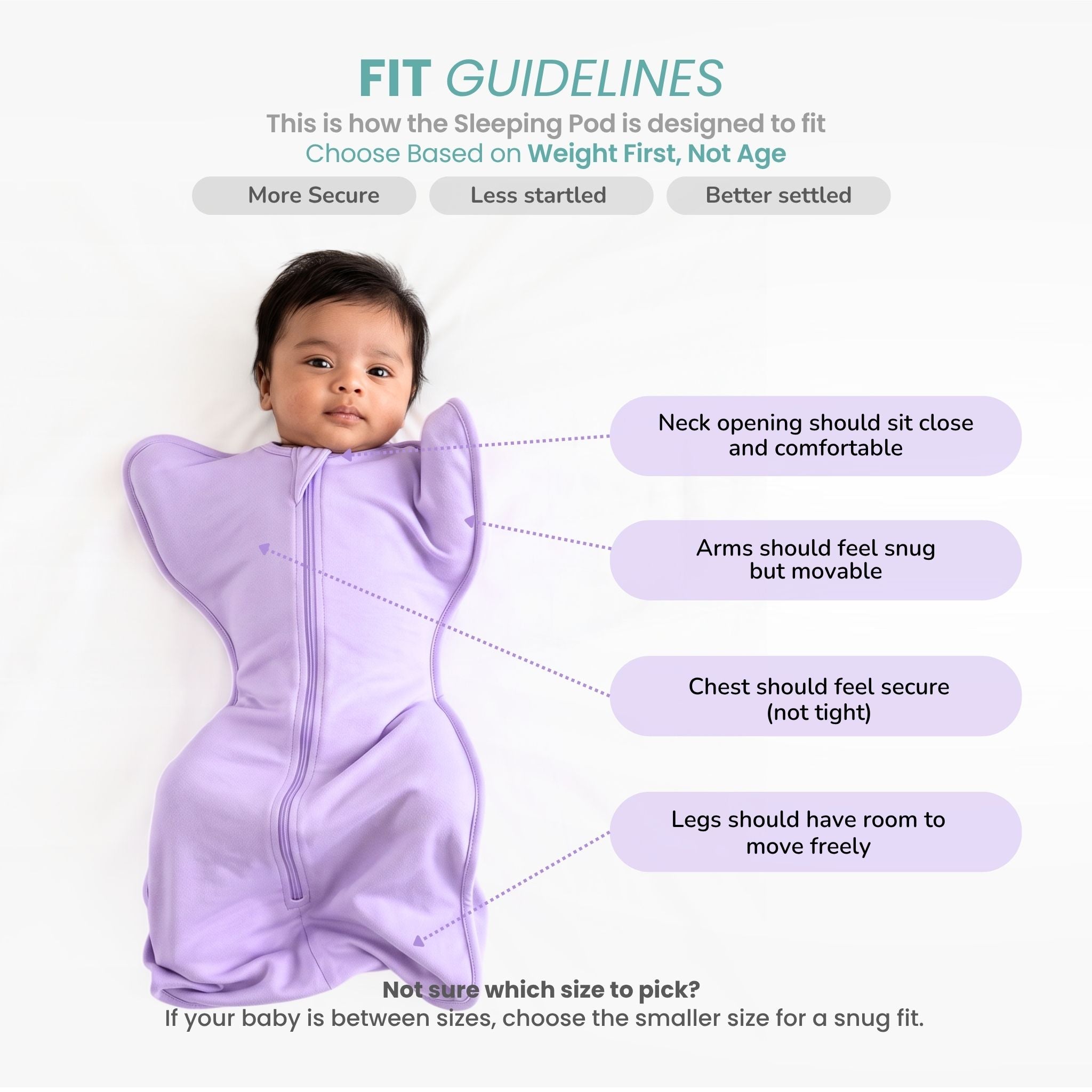 SLEEPING POD SWADDLE FOR BABIES (1.2 TOG) - LILAC | TULO BABY