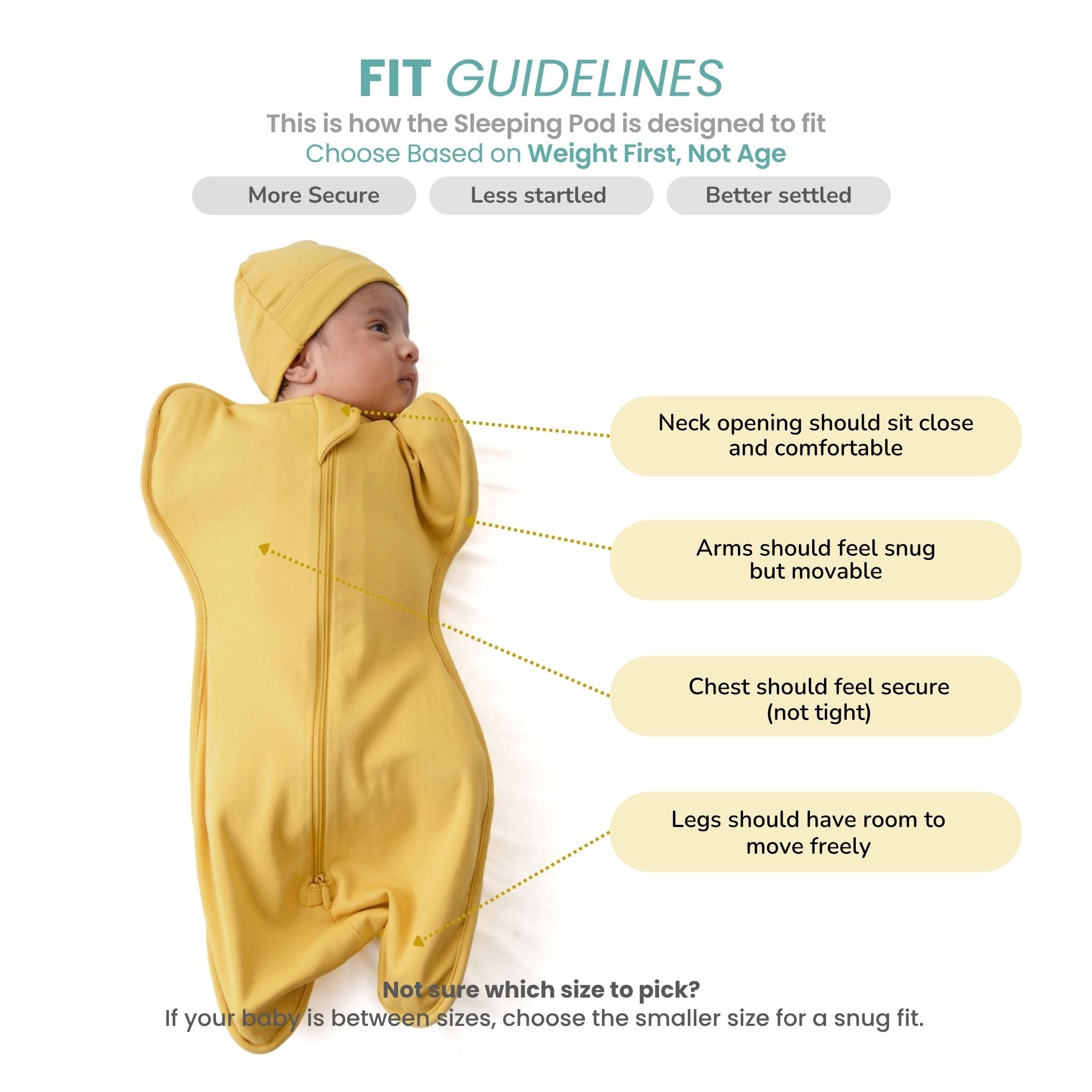SLEEPING POD SWADDLE FOR BABIES (2.5 TOG) - YOLK YELLOW | TULO BABY