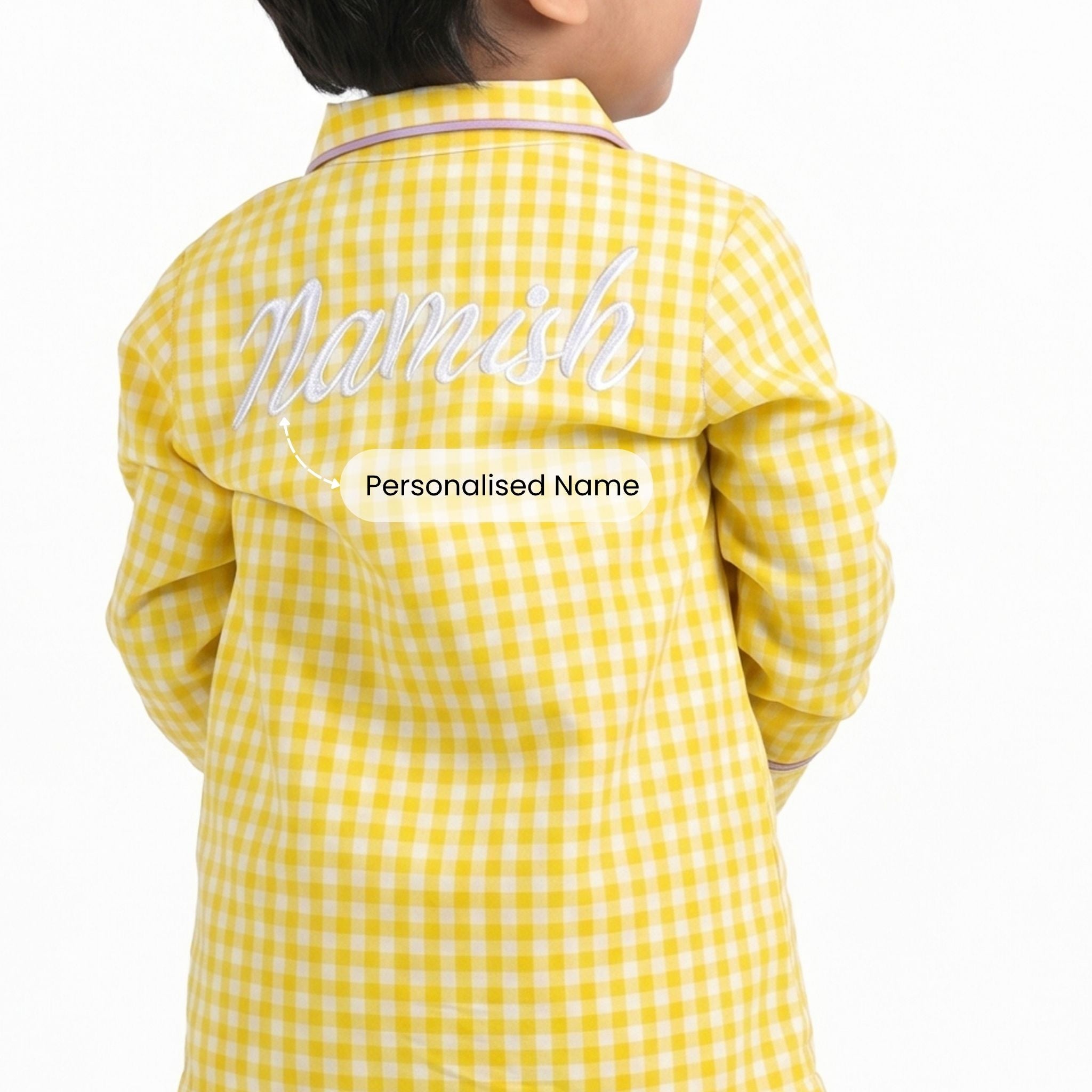 COTTON NIGHT SUIT - YELLOW GINGHAM | SLEEPWEAR | TULO BABY