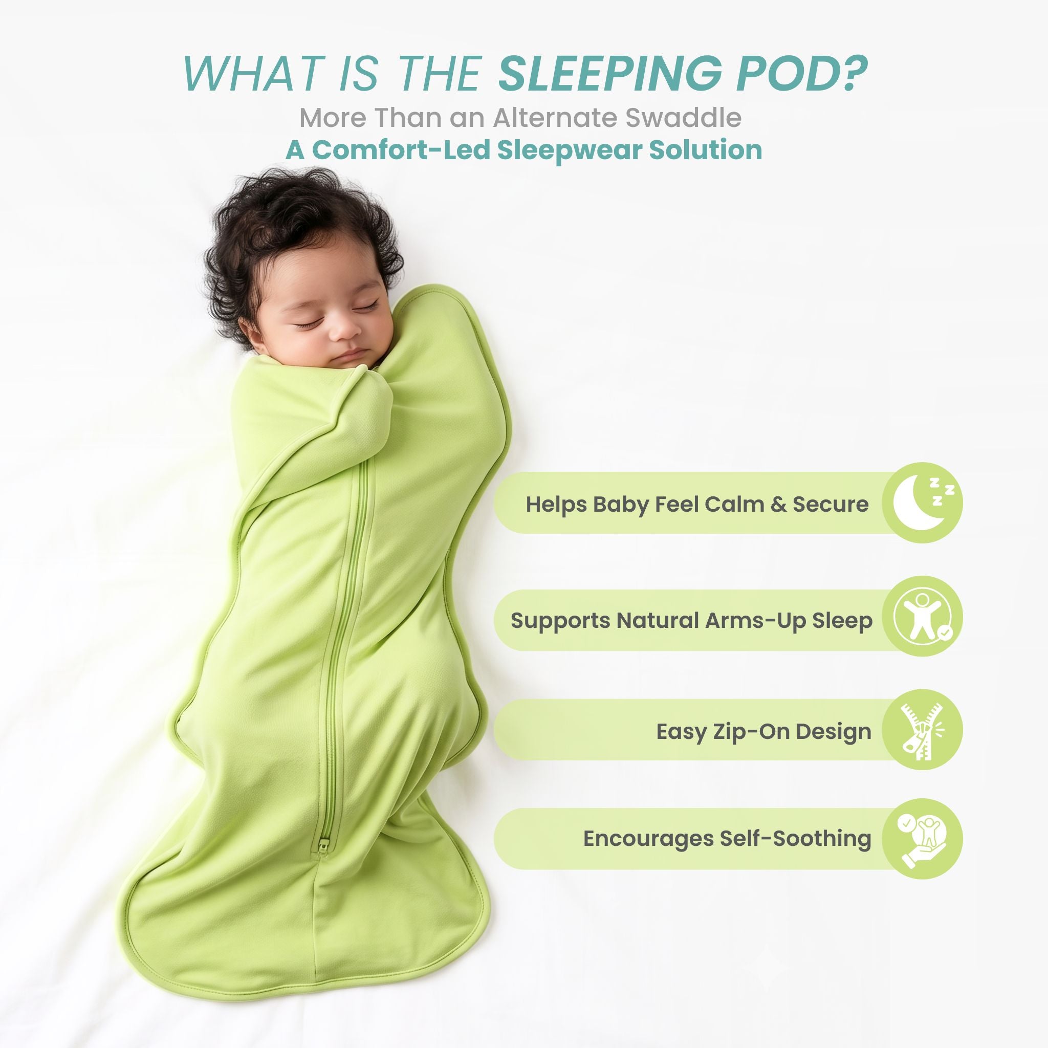 SLEEPING POD SWADDLE FOR BABIES (1.2 TOG) - SHADOW LIME | TULO BABY