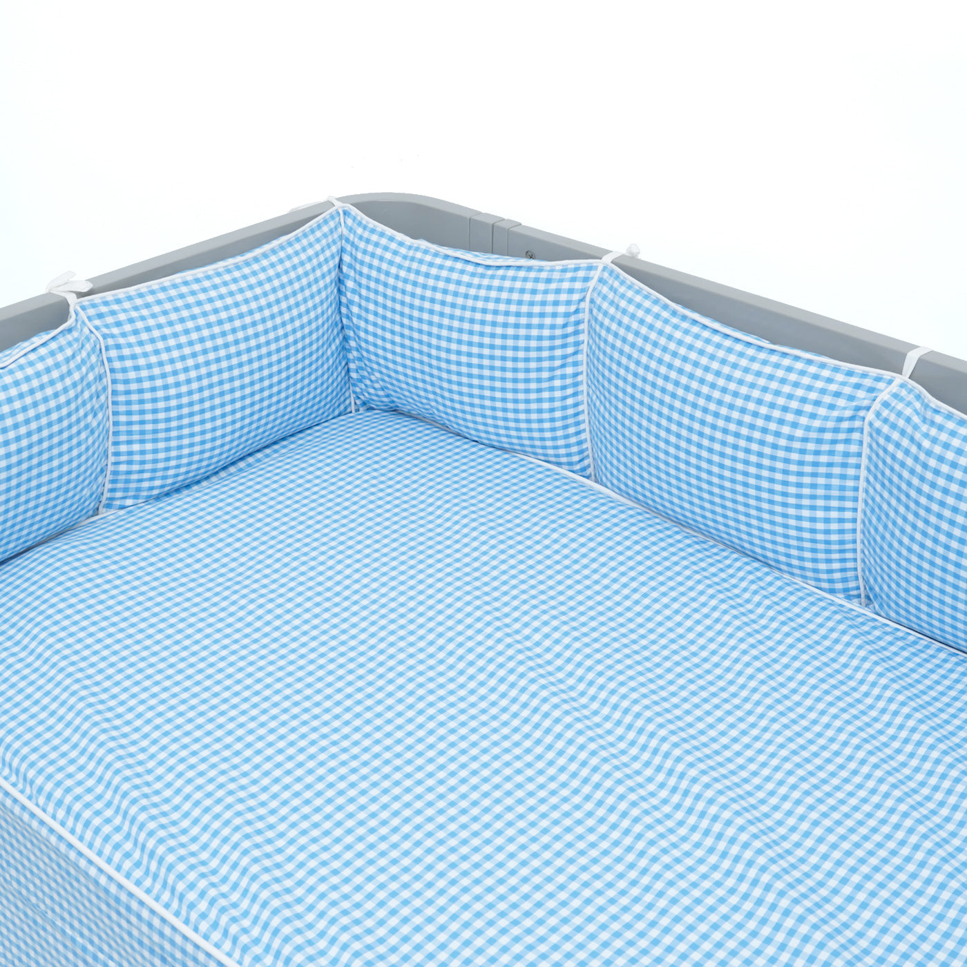 TULO BABY CRIB BUMPER – BLUE GINGHAM