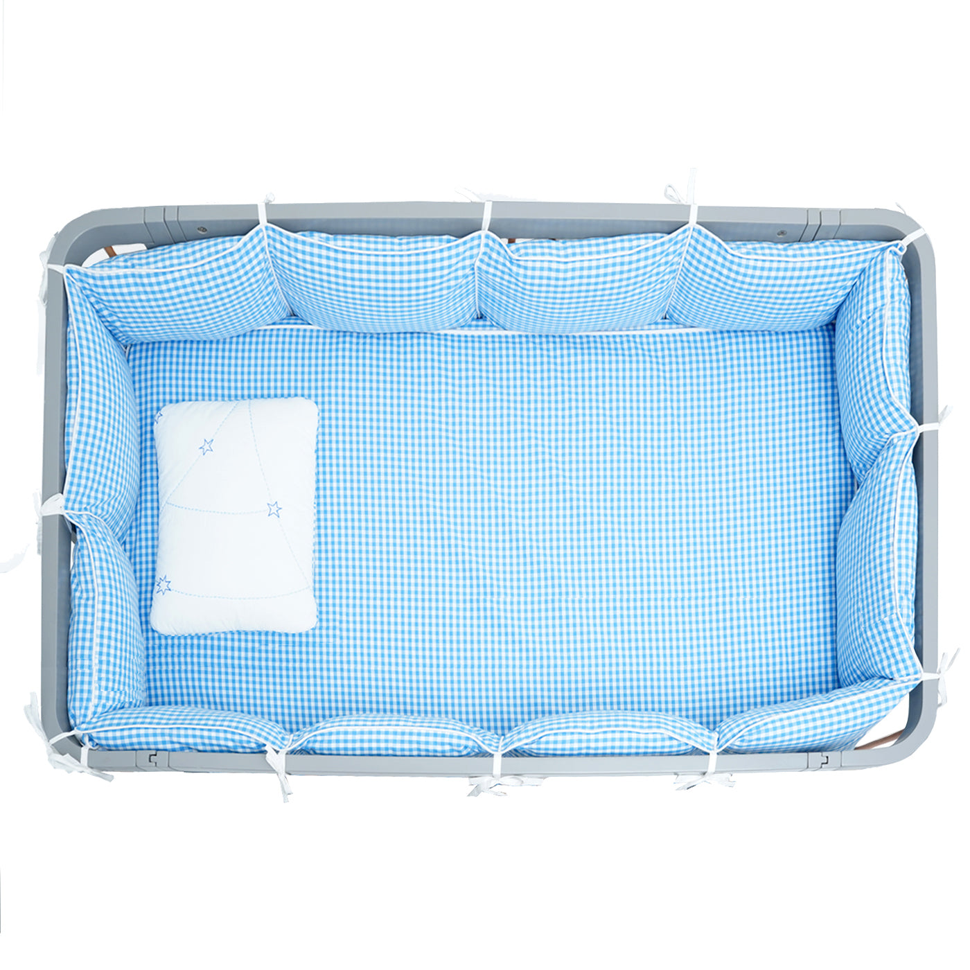 TULO BABY CRIB BUMPER – BLUE GINGHAM
