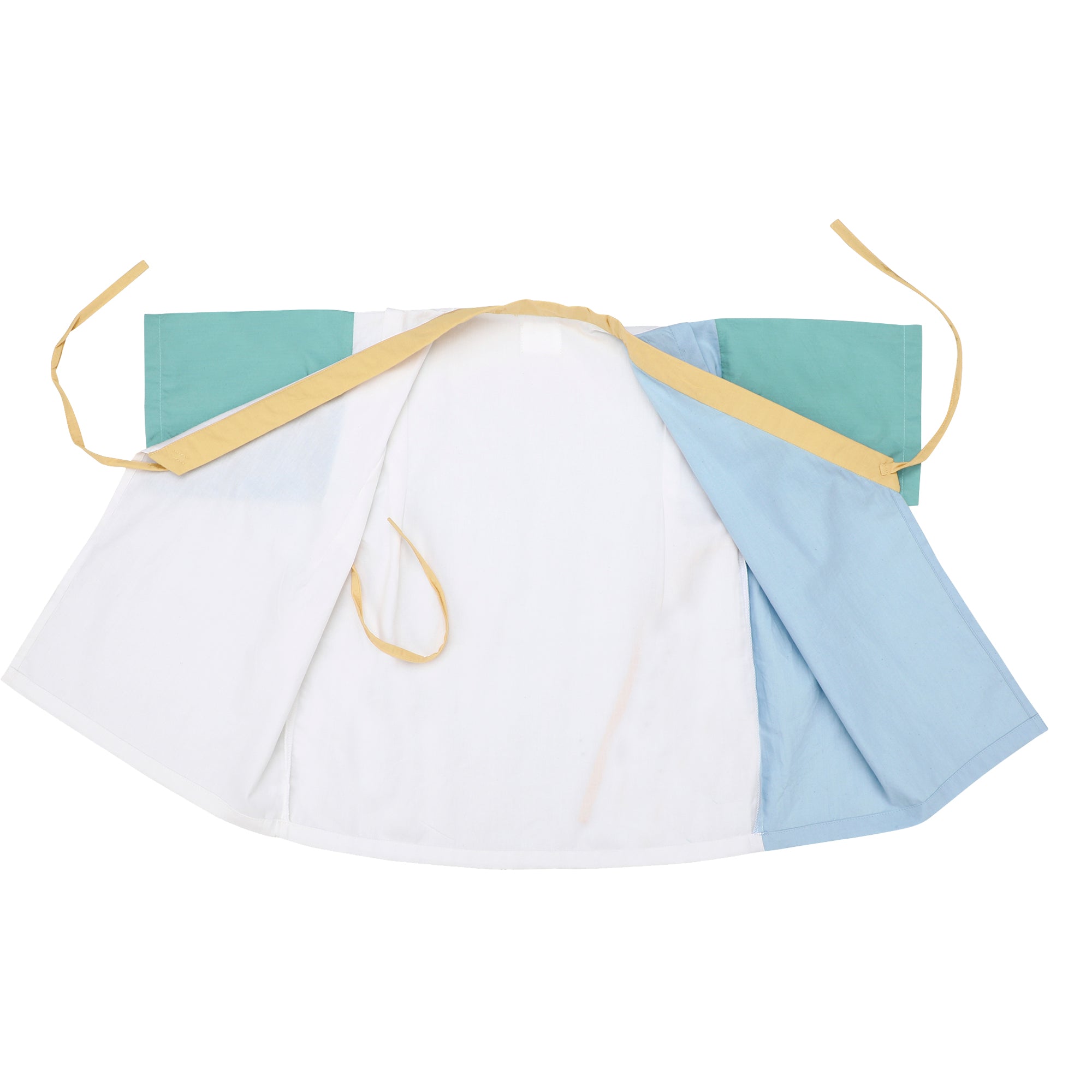 CANTON BLUE YELLOW KIMONO SHORTS SET