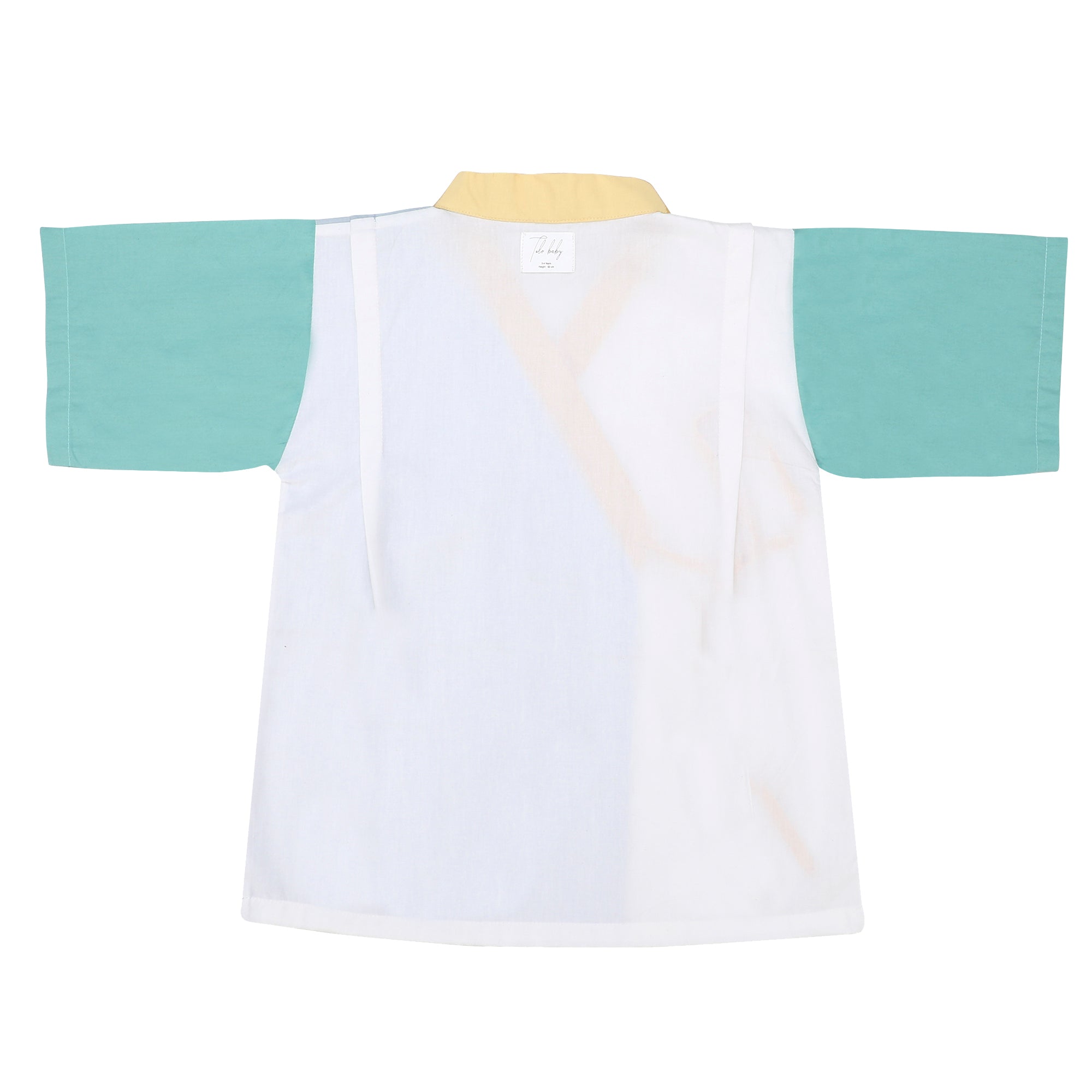 CANTON BLUE YELLOW KIMONO SHORTS SET