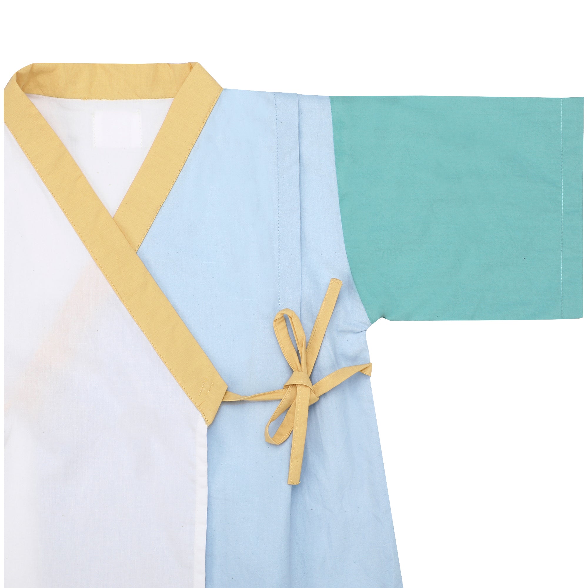 CANTON BLUE YELLOW KIMONO SHORTS SET