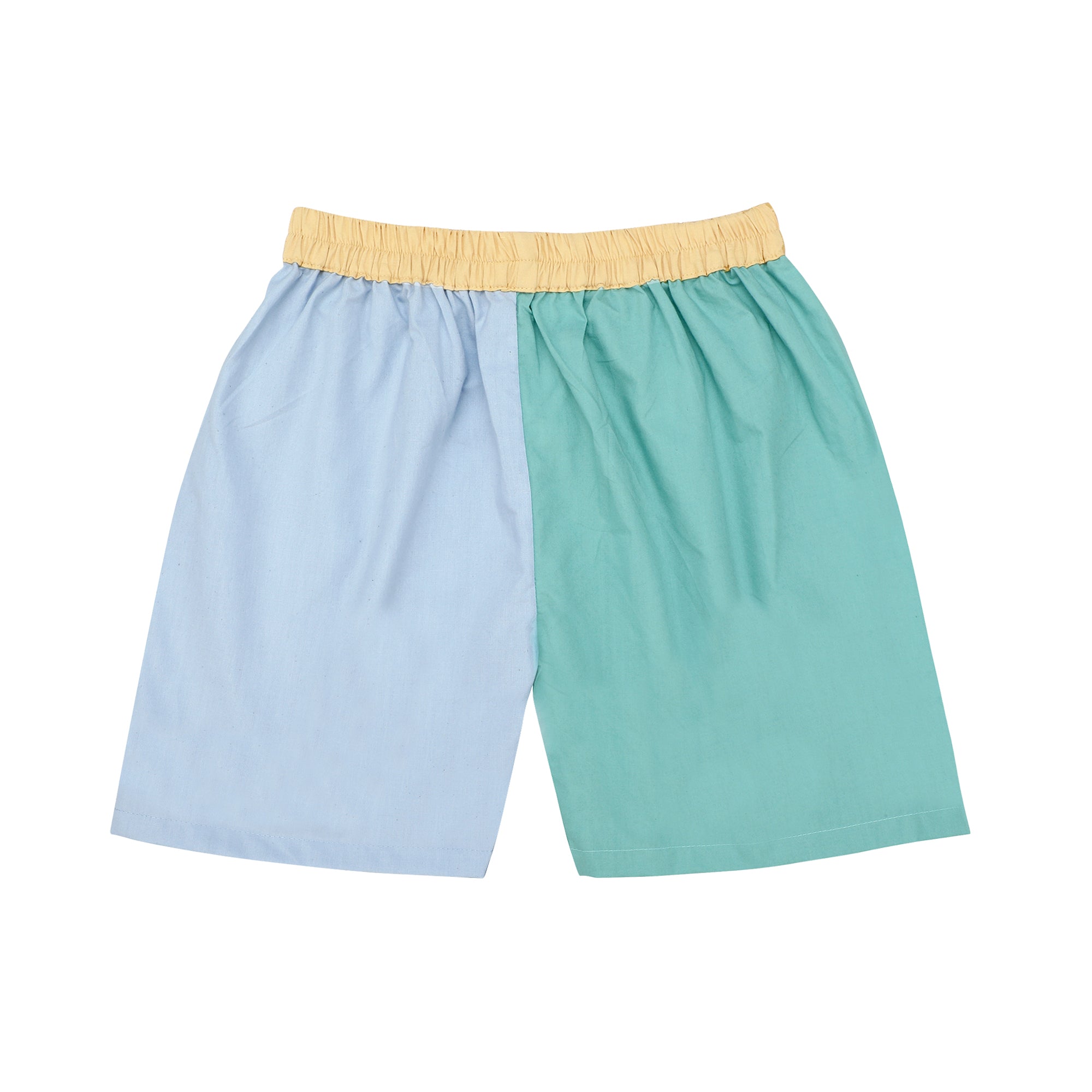 CANTON BLUE YELLOW KIMONO SHORTS SET