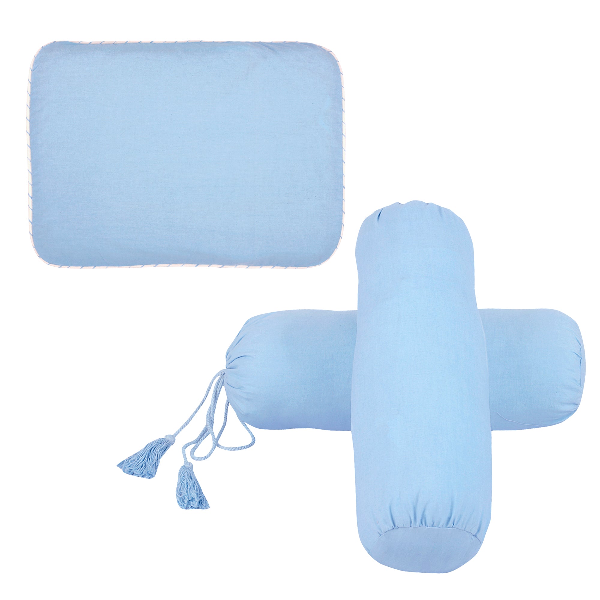 DUSK BLUE PILLOW SET MUSTARD PILLOW + BOLSTERS