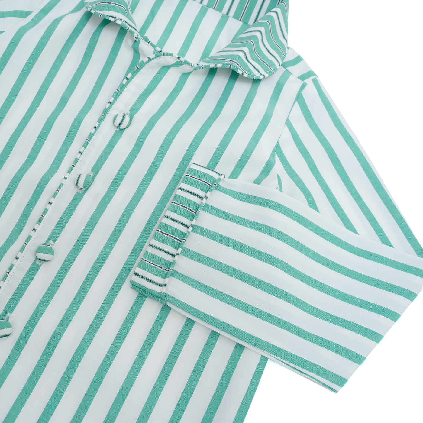 COTTON NIGHT SUIT - GREEN STRIPE | SLEEPWEAR | TULO BABY