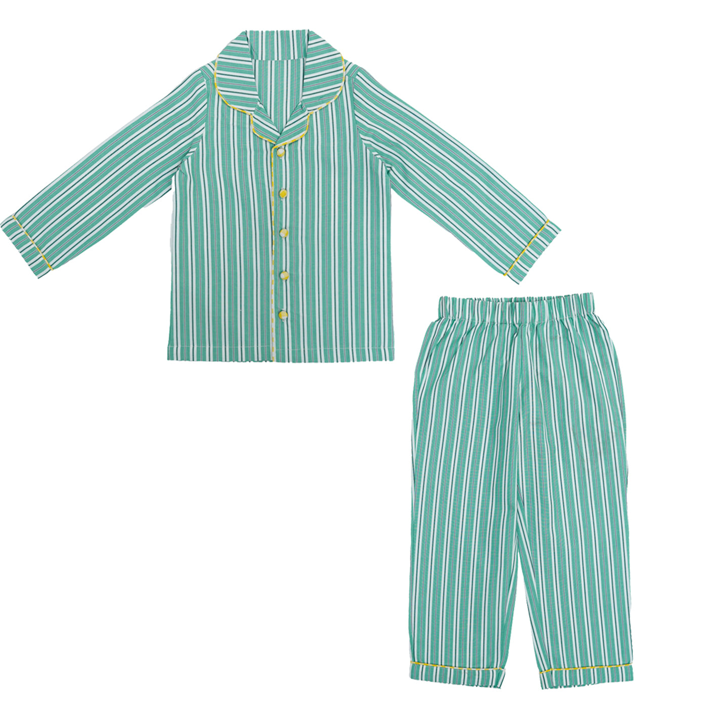 COTTON NIGHT SUIT - BOLD GREEN STRIPE | SLEEPWEAR | TULO BABY