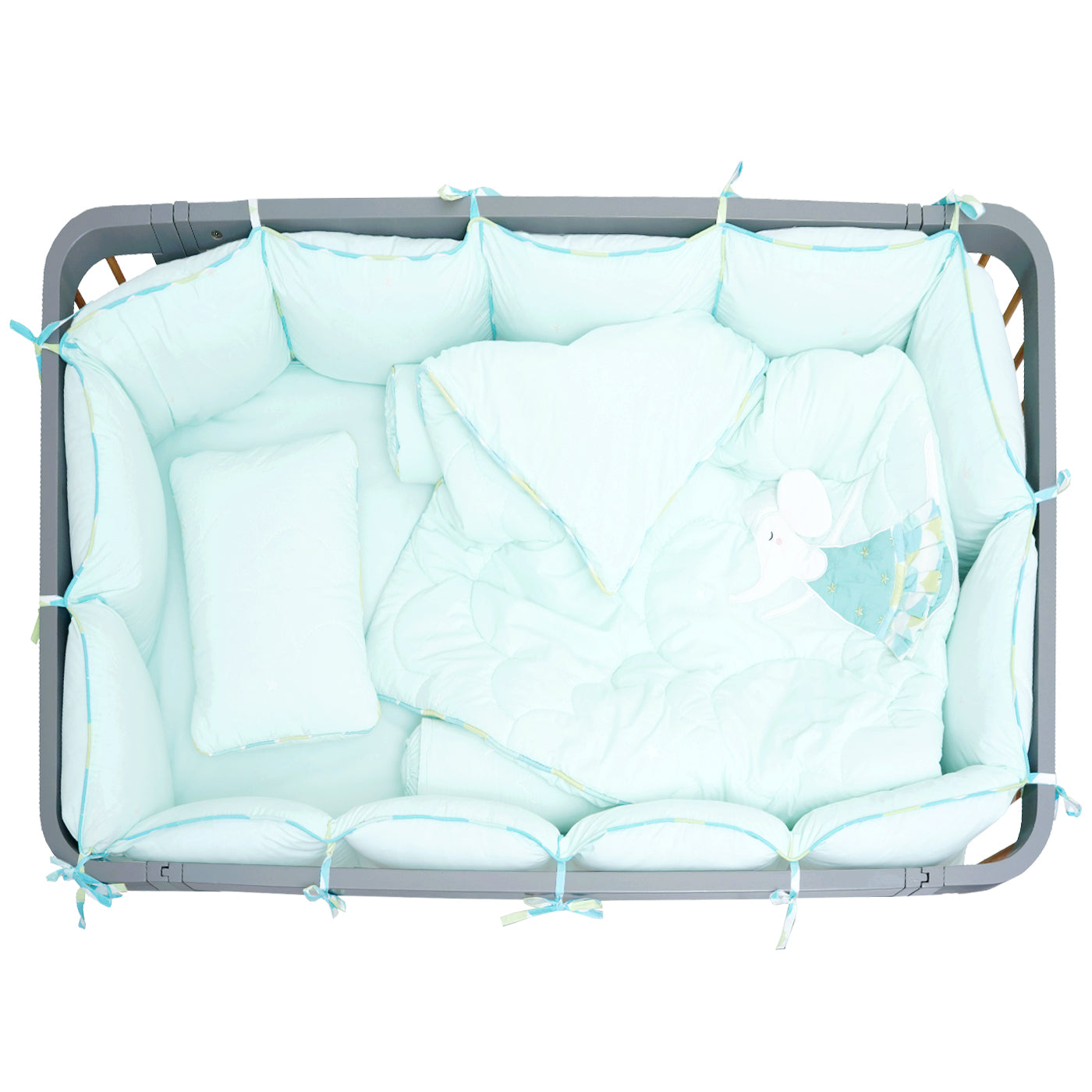 TULO BABY QUILT | MINT ELEPHANT BALLERINA