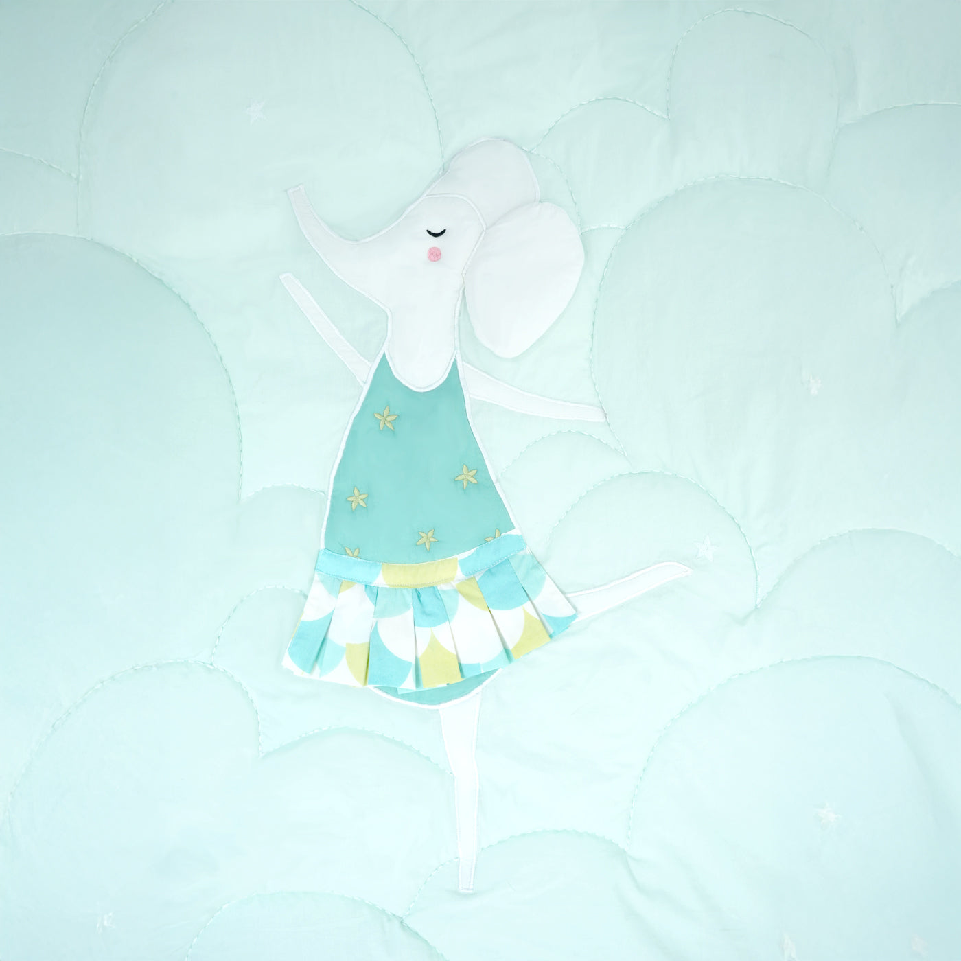 TULO BABY QUILT | MINT ELEPHANT BALLERINA