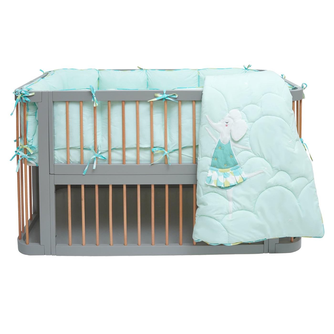 TULO BABY QUILT | MINT ELEPHANT BALLERINA