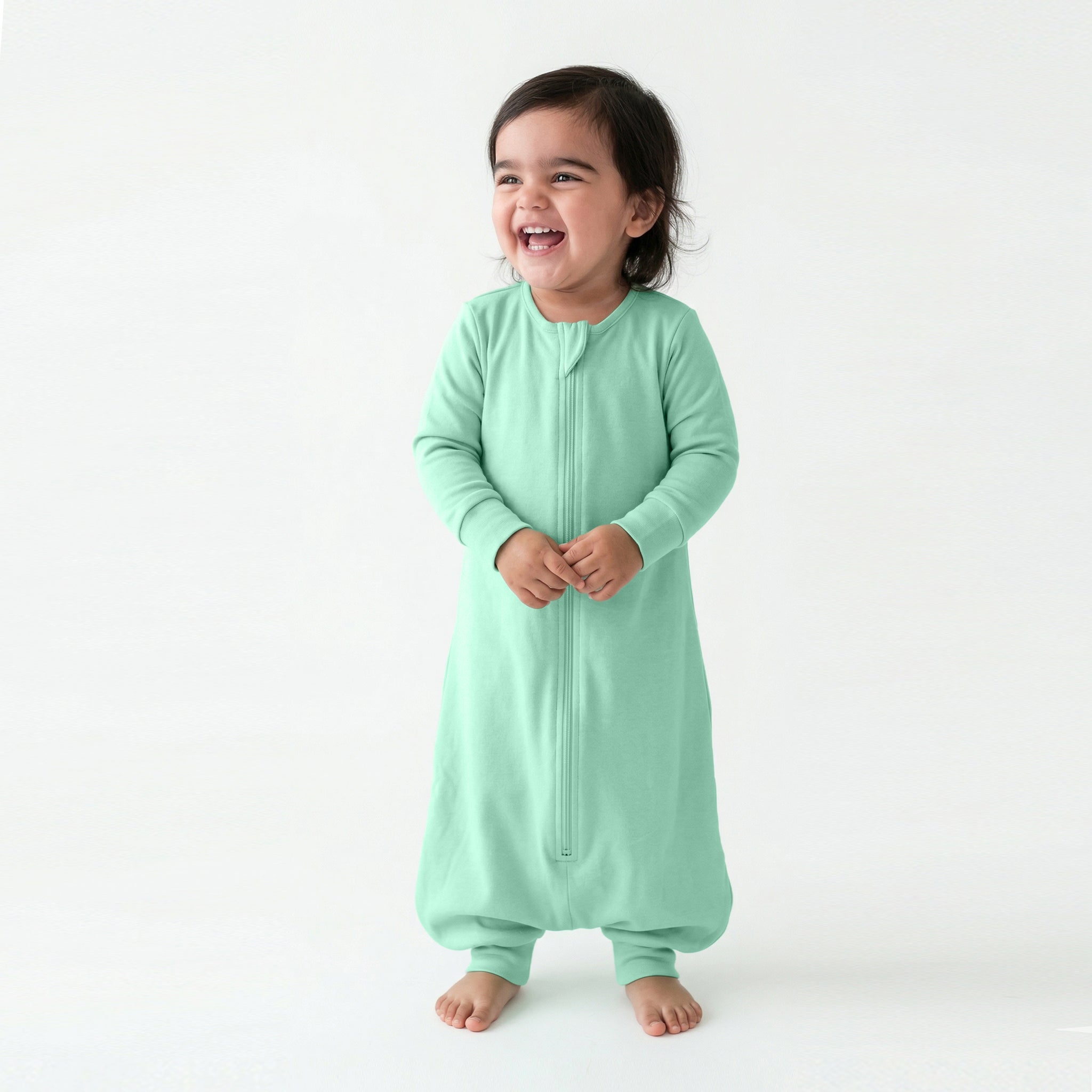 BABY SLEEPING BAG WITH FOOTIES AND SLEEVES (2.5 TOG) - SEA GREEN | TULO BABY