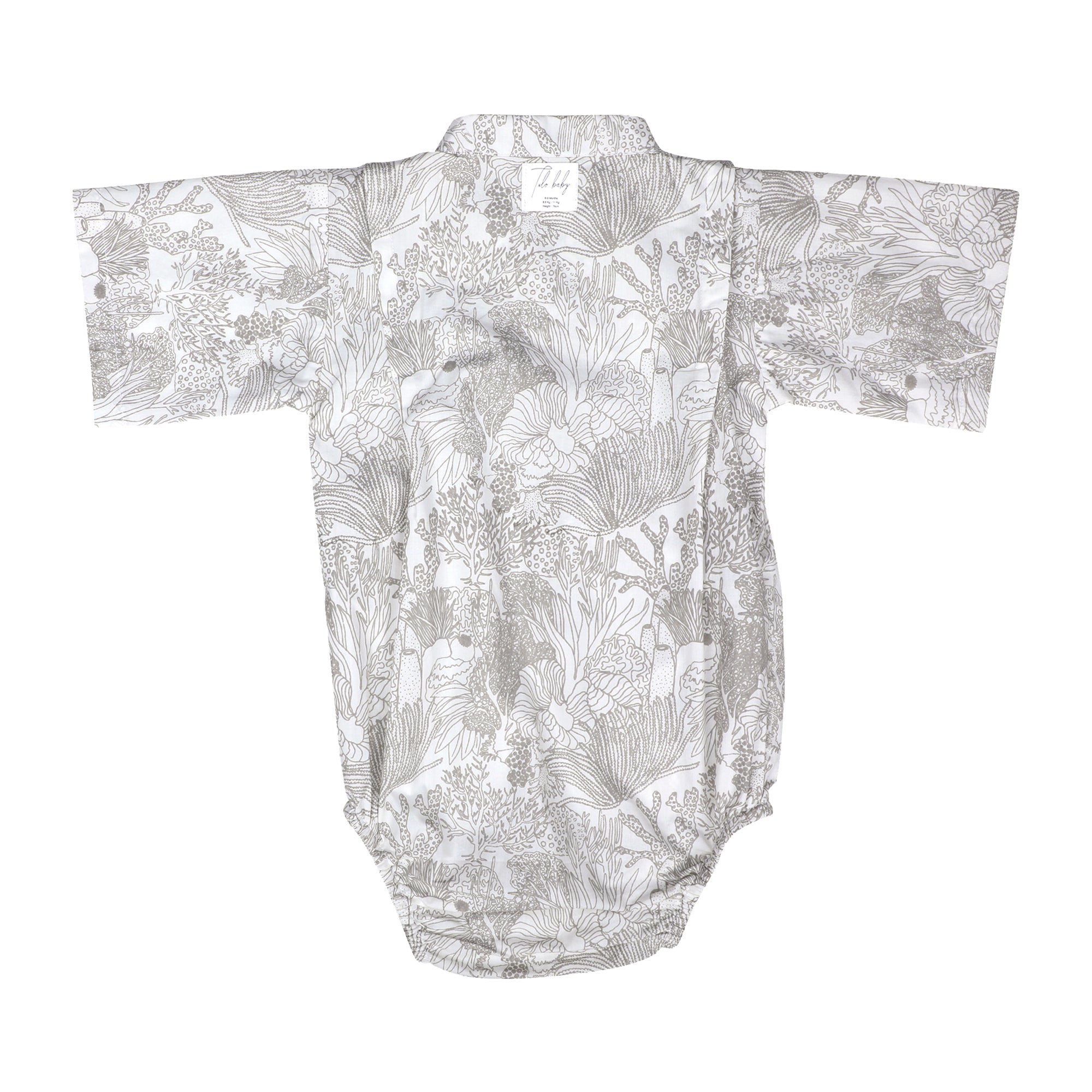 SMOKY GREY CORAL KIMONO ONESIE