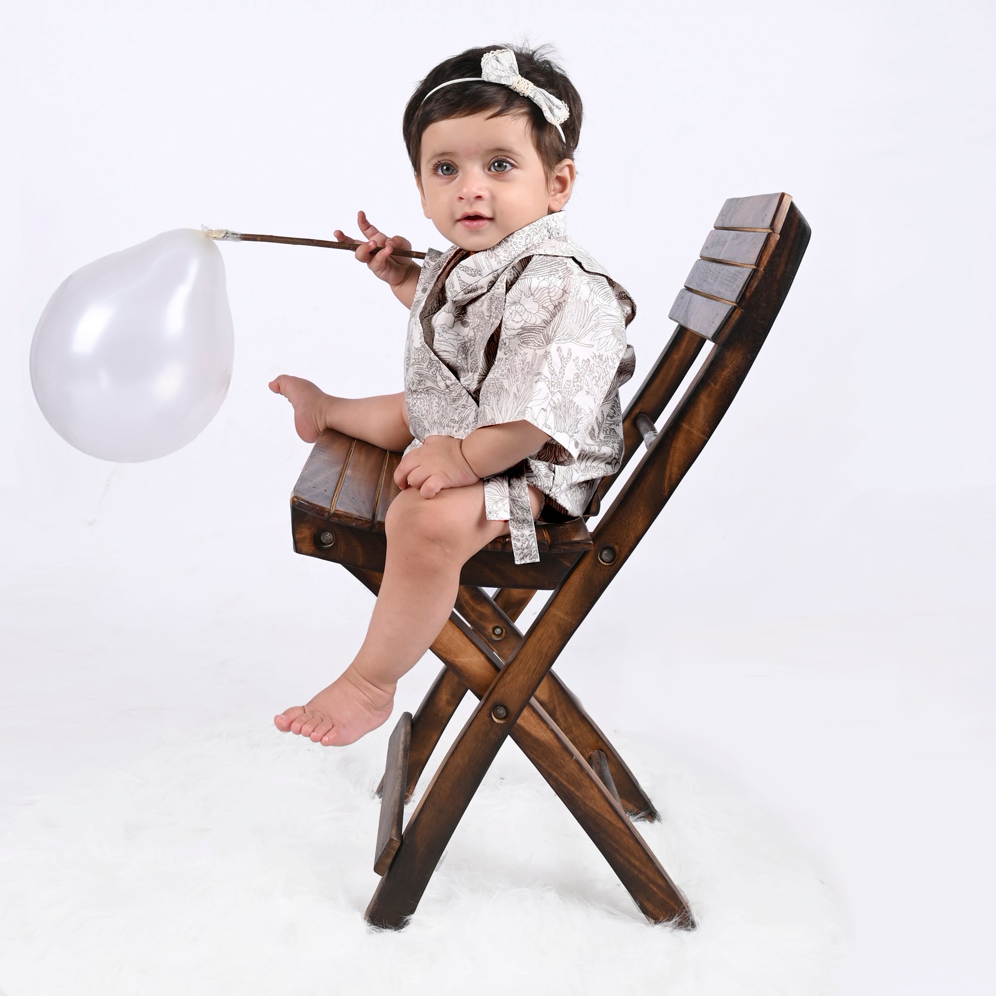 SMOKY GREY CORAL KIMONO ONESIE