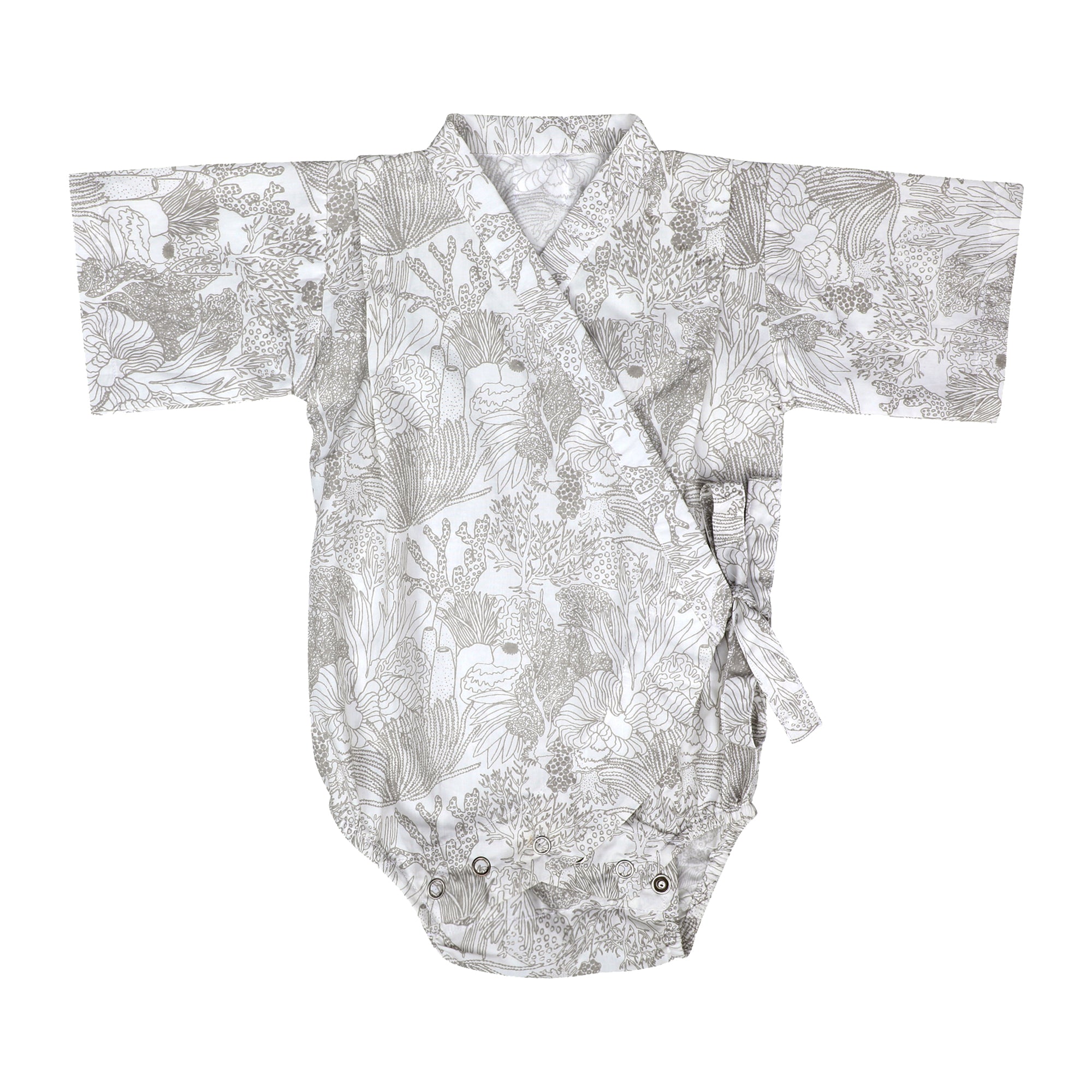 SMOKY GREY CORAL KIMONO ONESIE