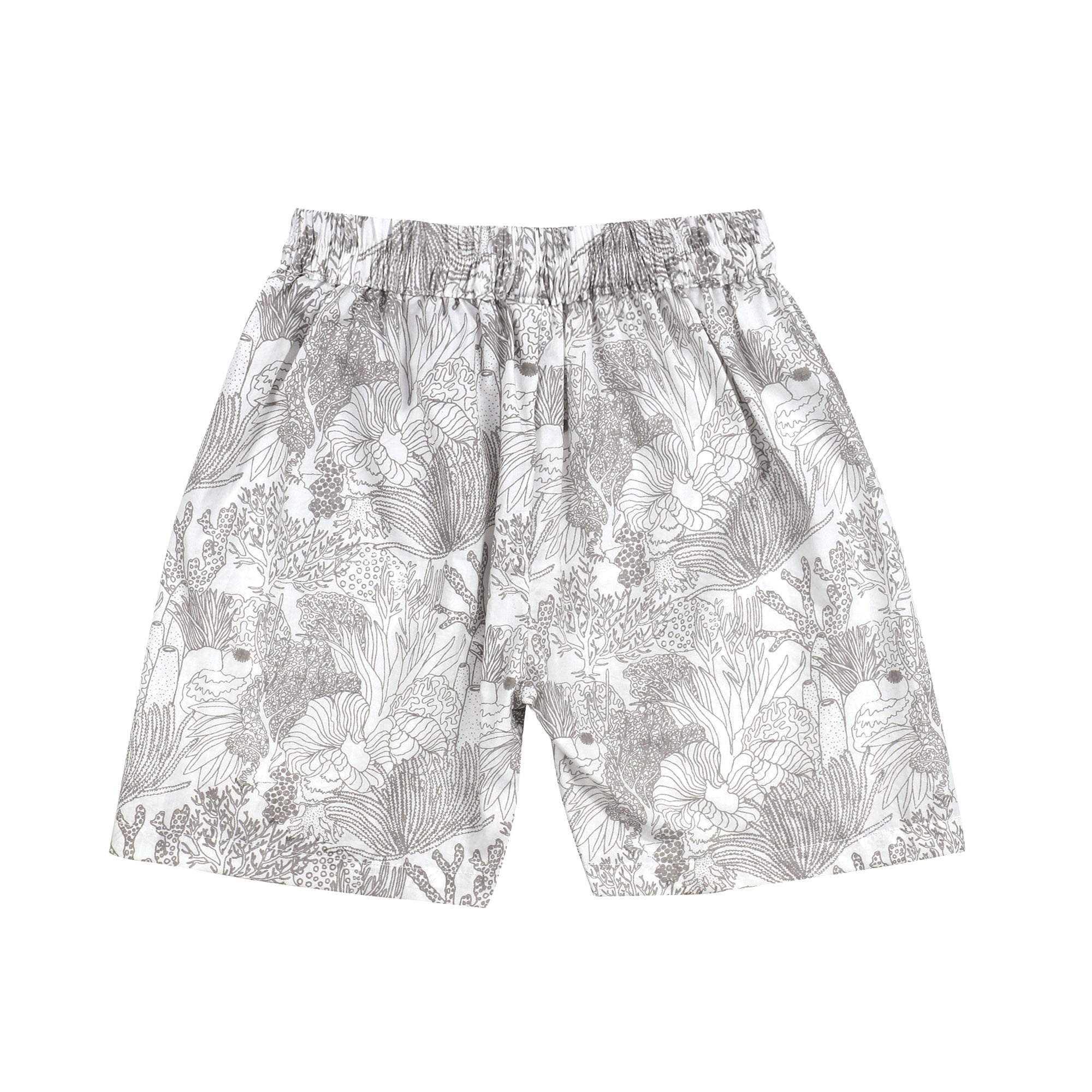 SMOKY GREY CORAL KIMONO SHORTS SET
