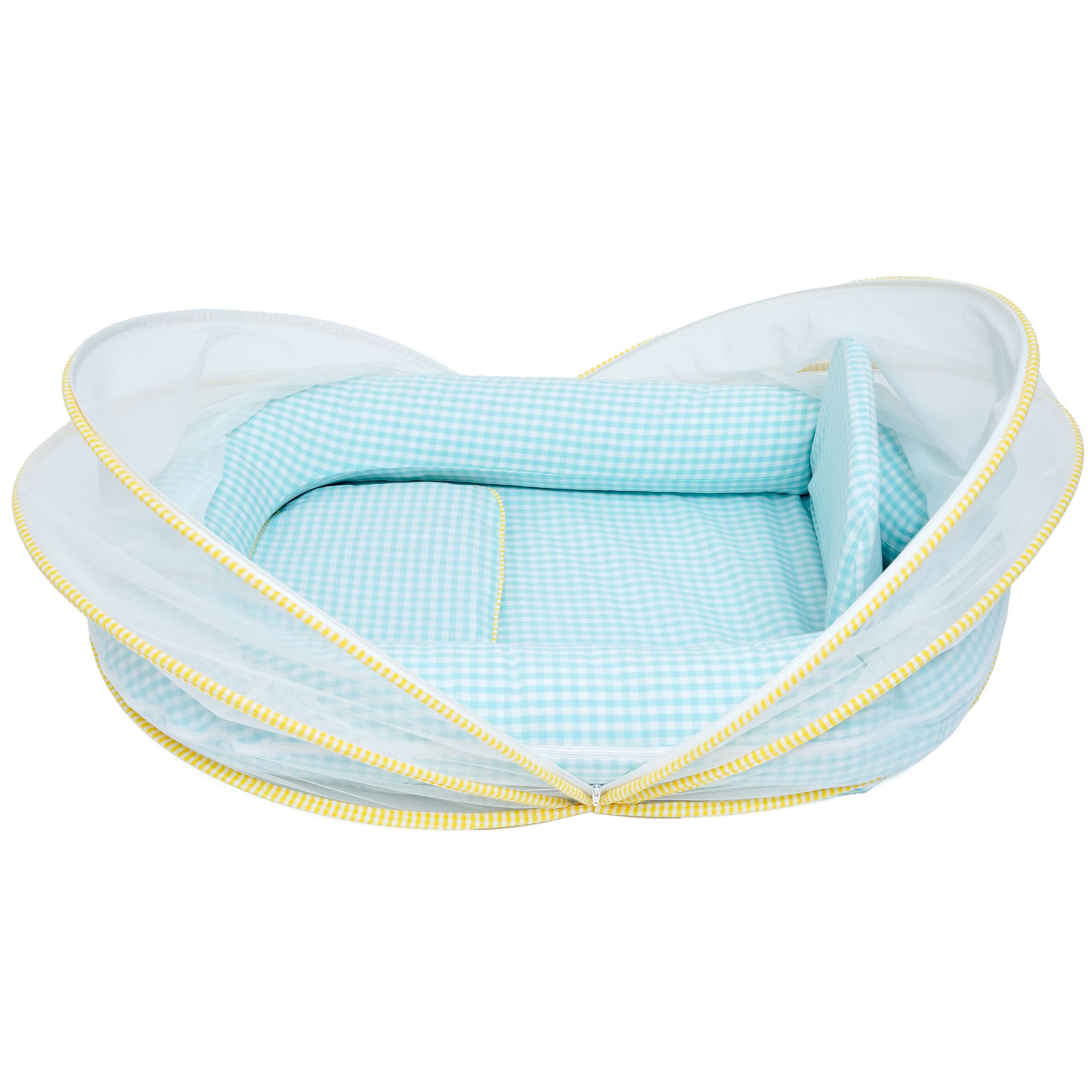 BABY NEST SET - AQUA GINGHAM NESTO PAD SET | TULO BABY