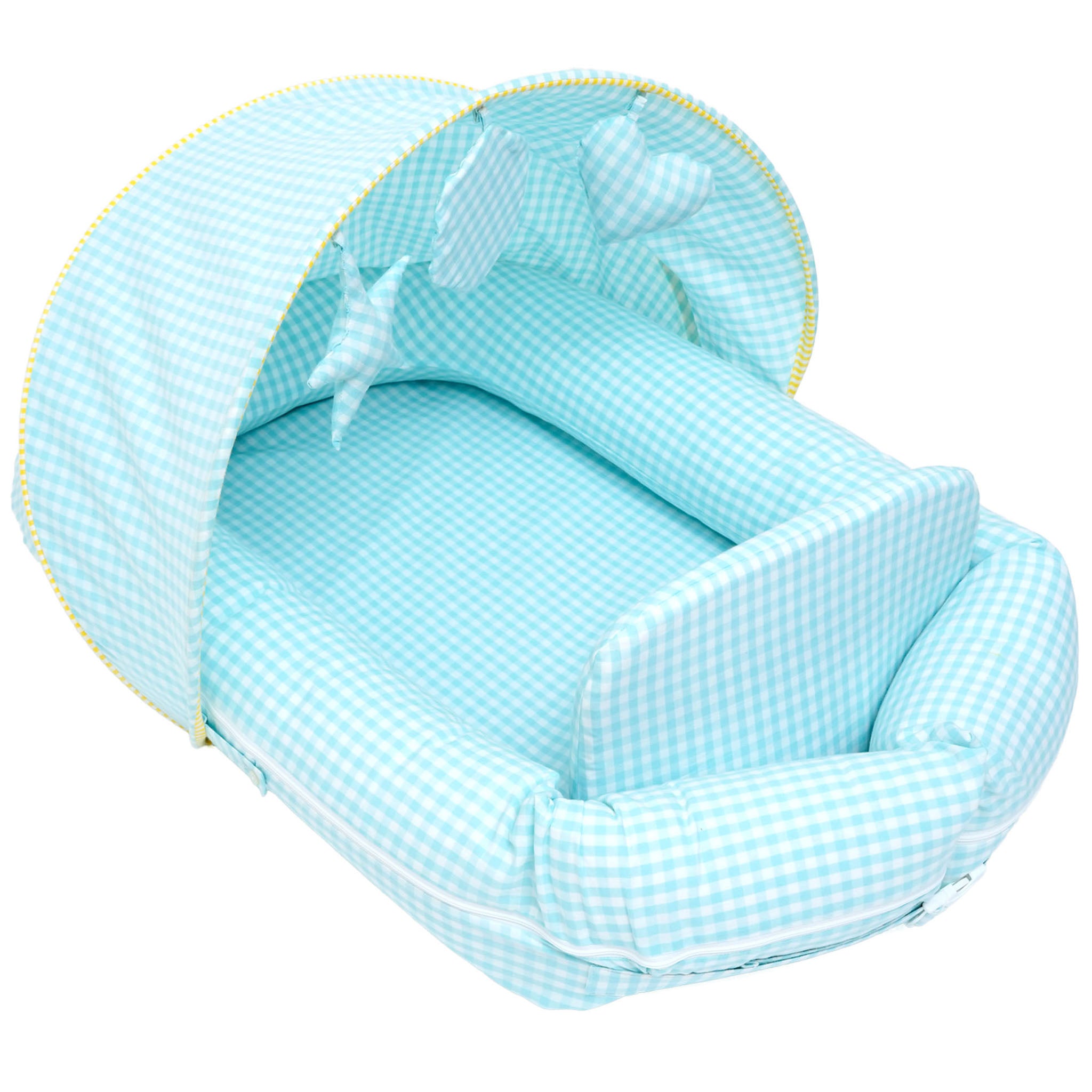 AQUA GINGHAM NESTO PAD CANOPY
