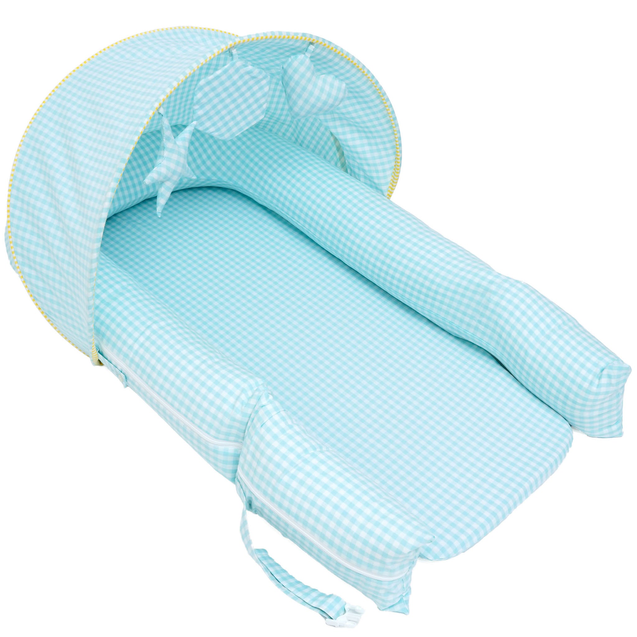 AQUA GINGHAM NESTO PAD CANOPY