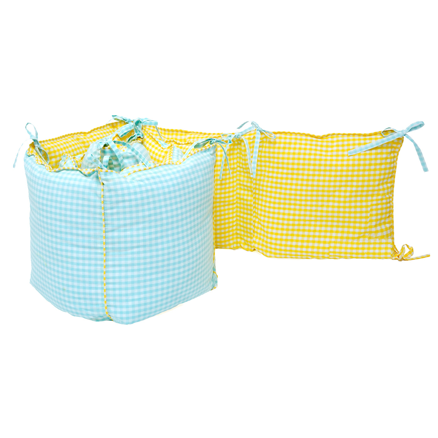 TULO BABY CRIB BUMPER – TEAL GINGHAM