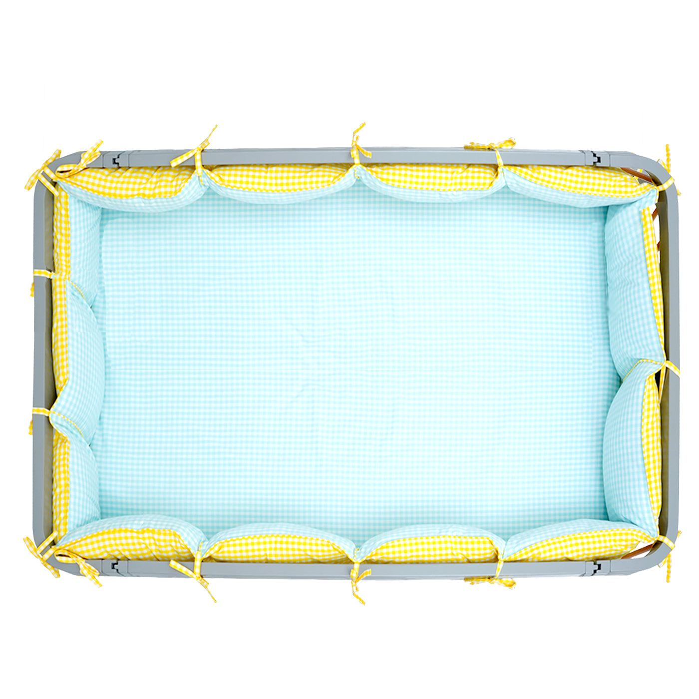 TULO BABY CRIB BUMPER – TEAL GINGHAM
