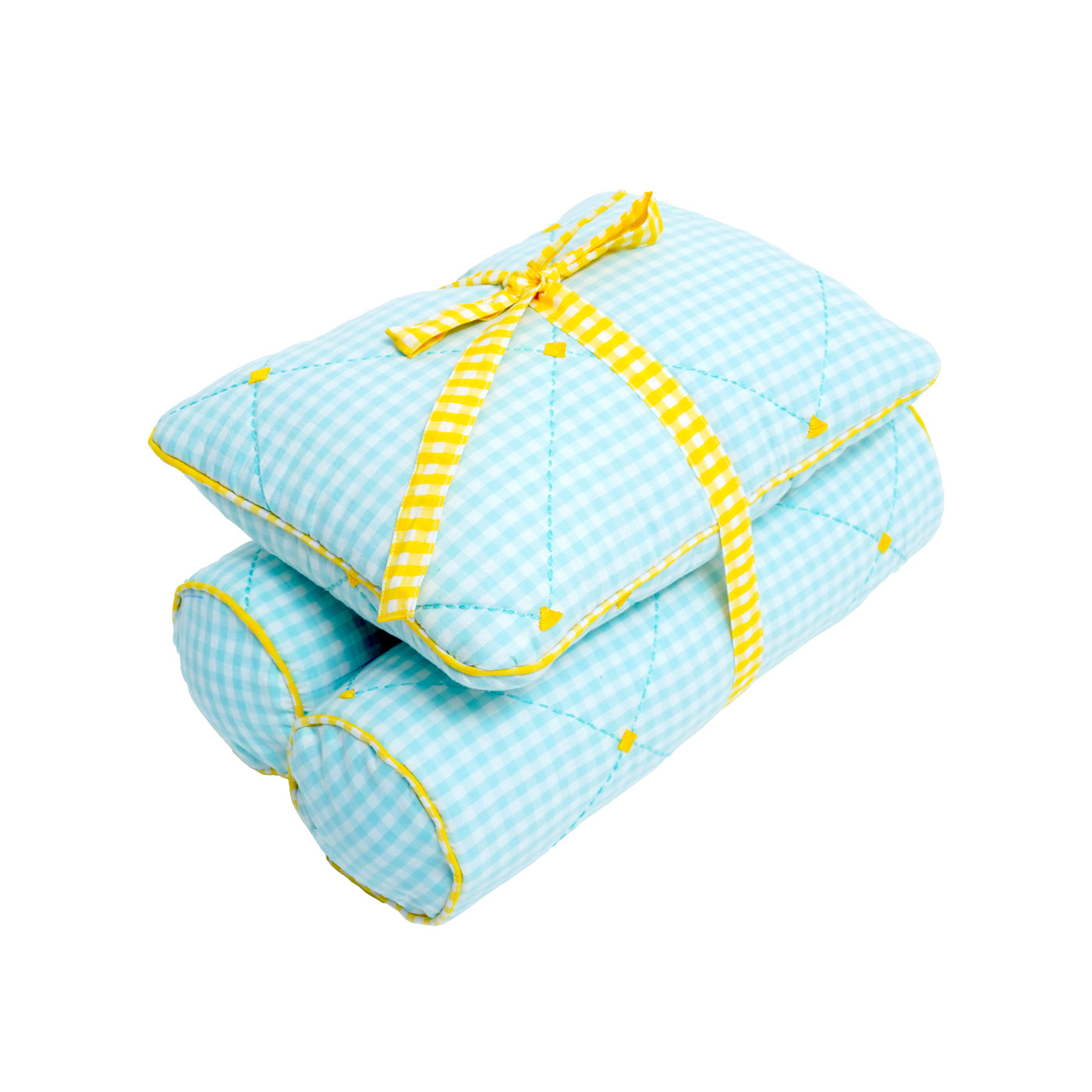 TULO BABY PILLOW SET – TEAL GINGHAM