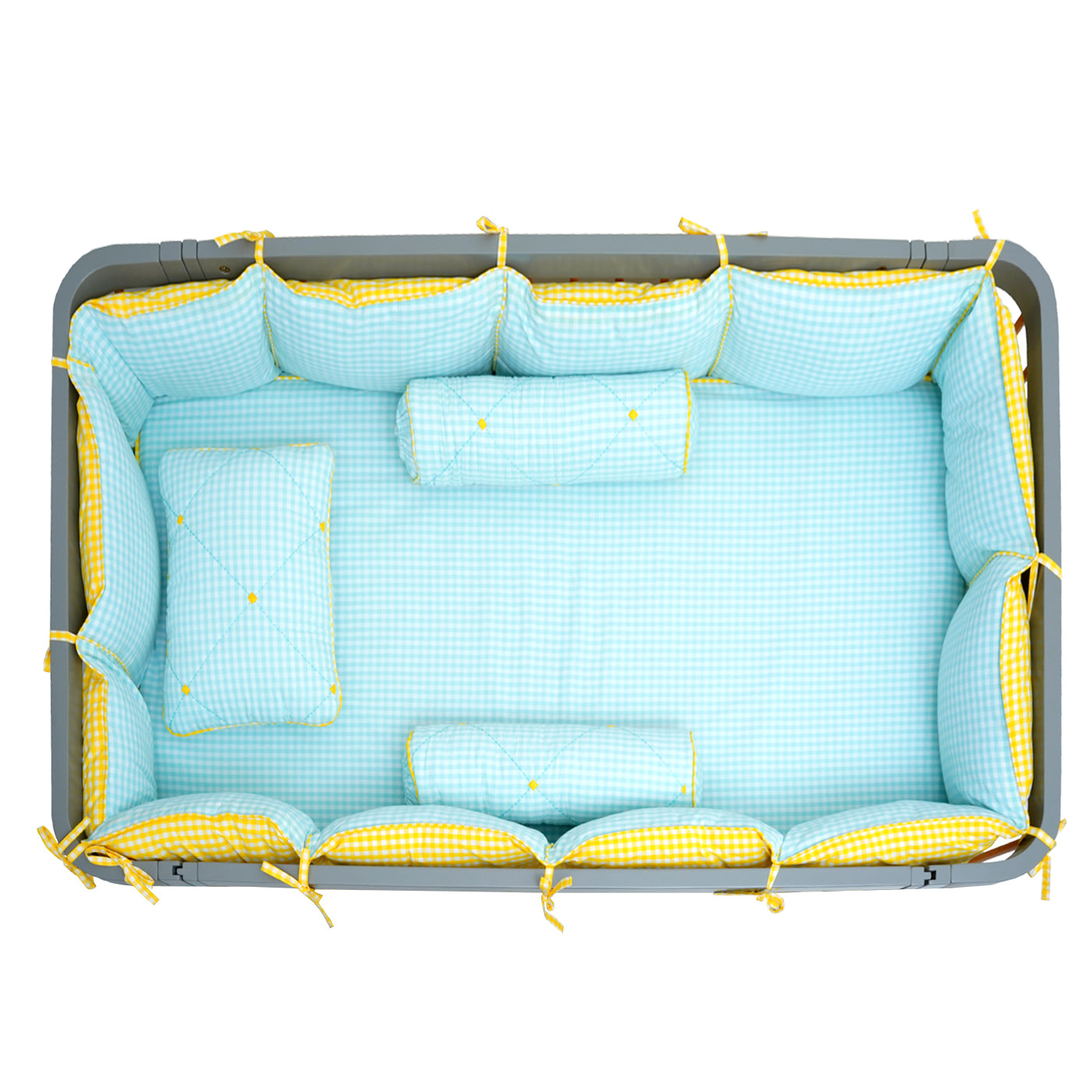 TULO BABY PILLOW SET – TEAL GINGHAM