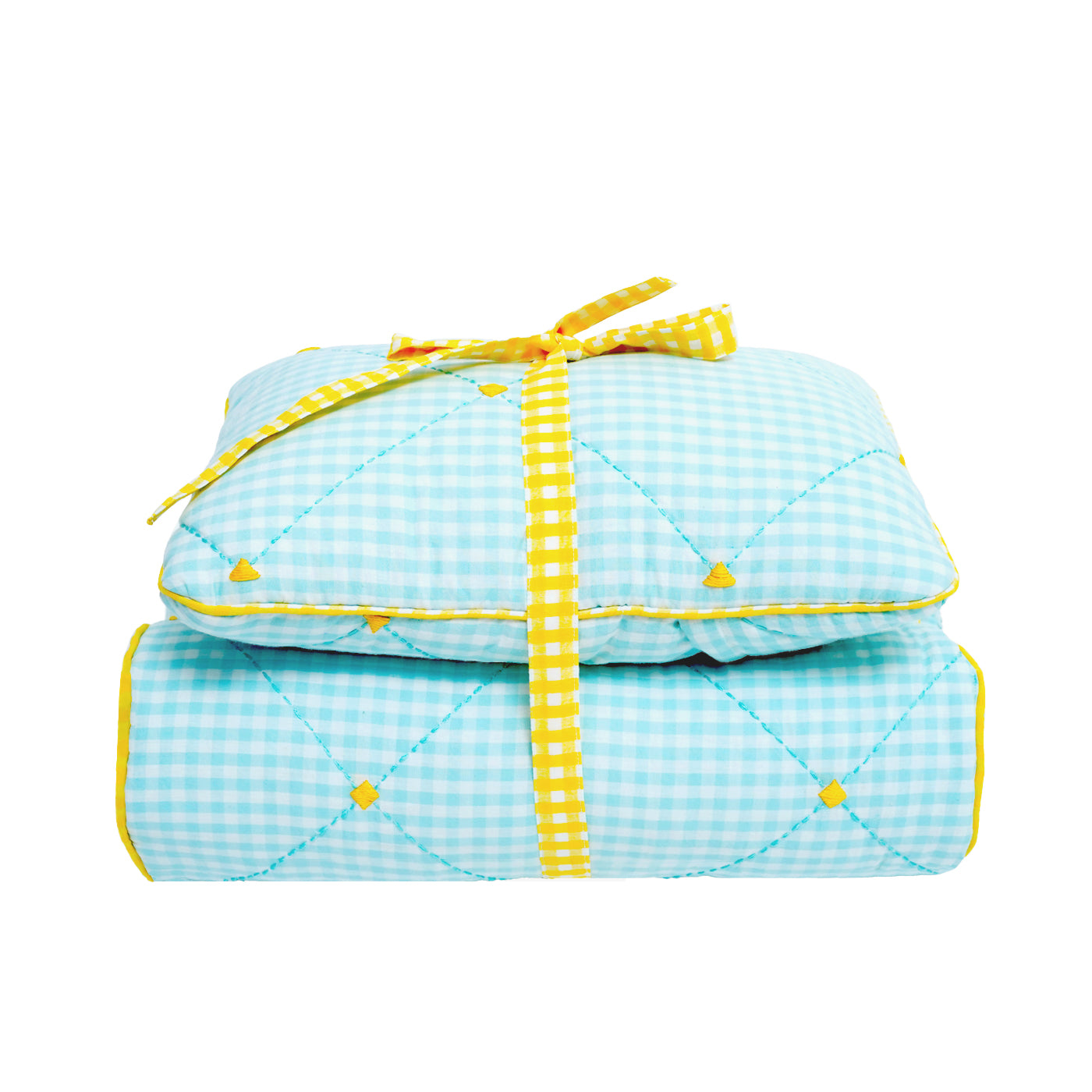 TULO BABY PILLOW SET – TEAL GINGHAM