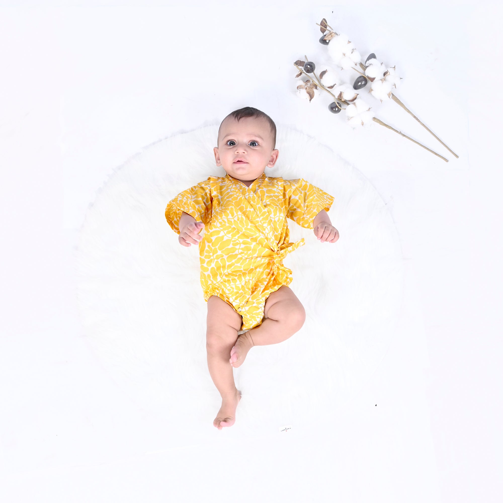 YOLK YELLOW FERN KIMONO ONESIE