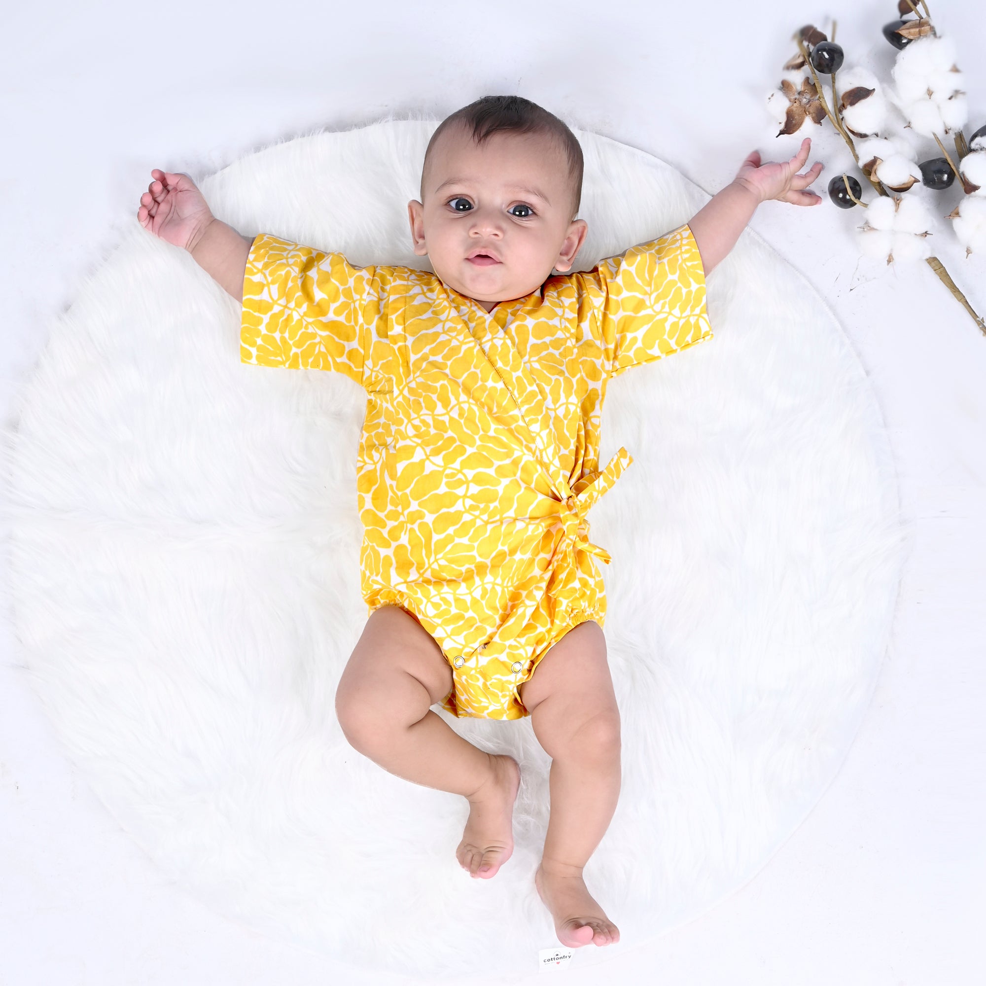 YOLK YELLOW FERN KIMONO ONESIE