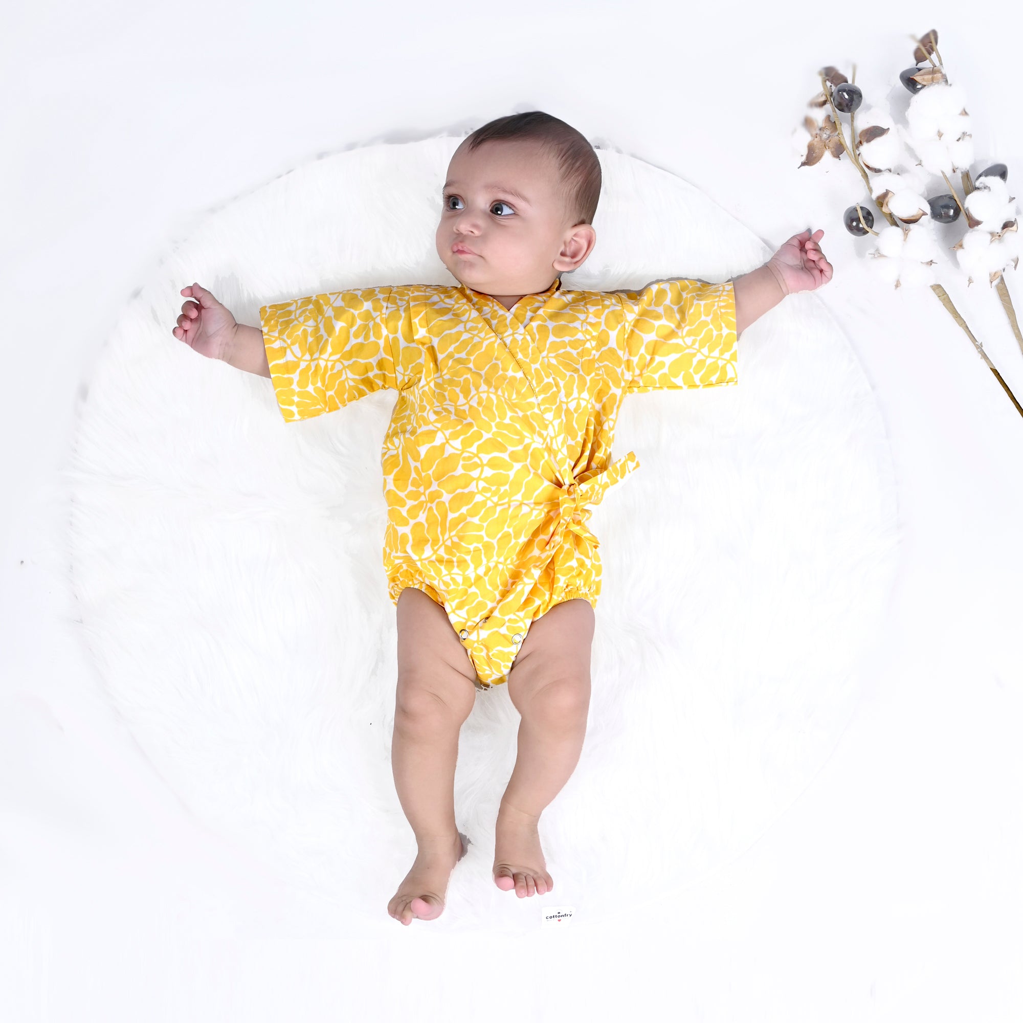 YOLK YELLOW FERN KIMONO ONESIE
