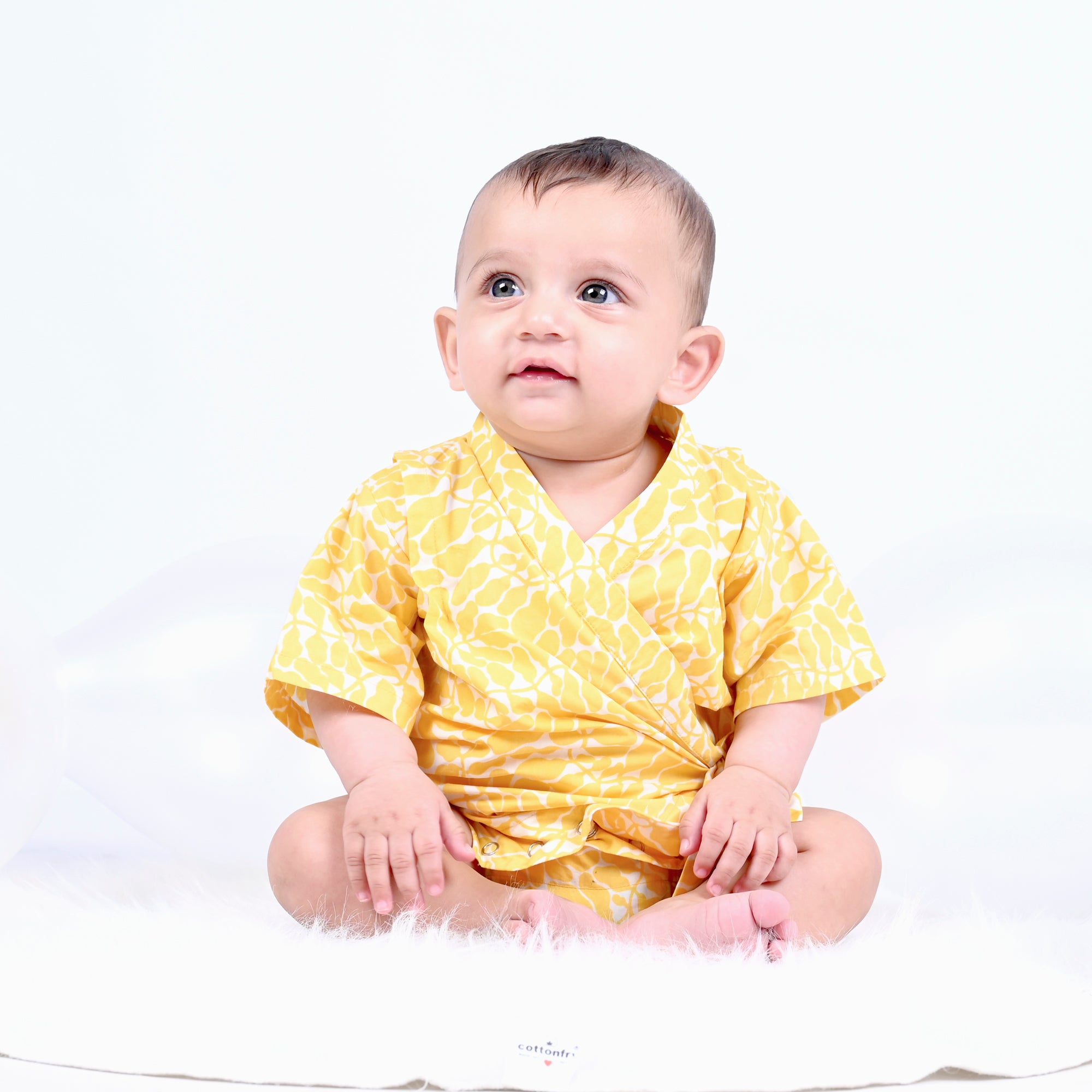 YOLK YELLOW FERN KIMONO ONESIE