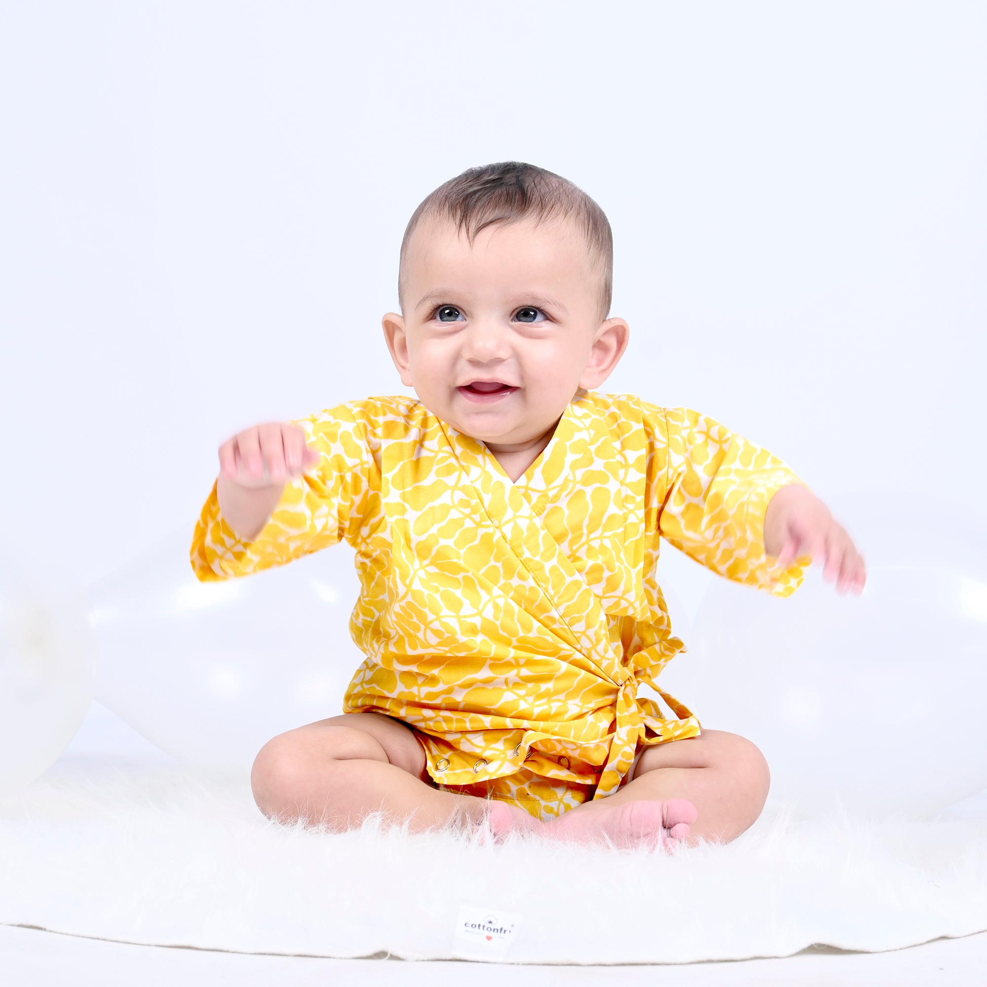 YOLK YELLOW FERN KIMONO ONESIE